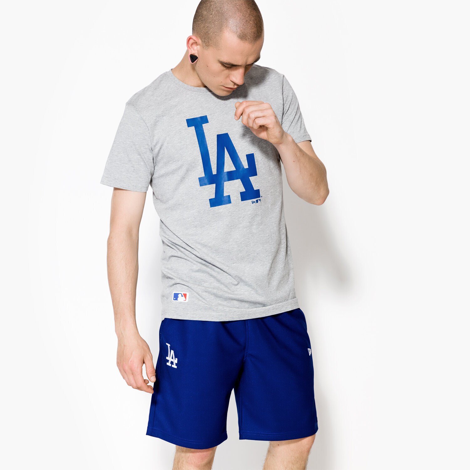 pánské tričko NEW ERA TRIČKO LS MLB BASIC TEE LA DODGERS 11204002 ŠEDÁ