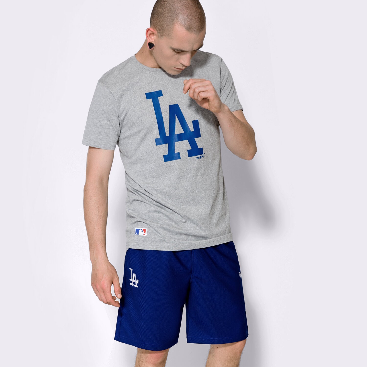 pánské tričko NEW ERA TRIČKO LS MLB BASIC TEE LA DODGERS 11204002 ŠEDÁ