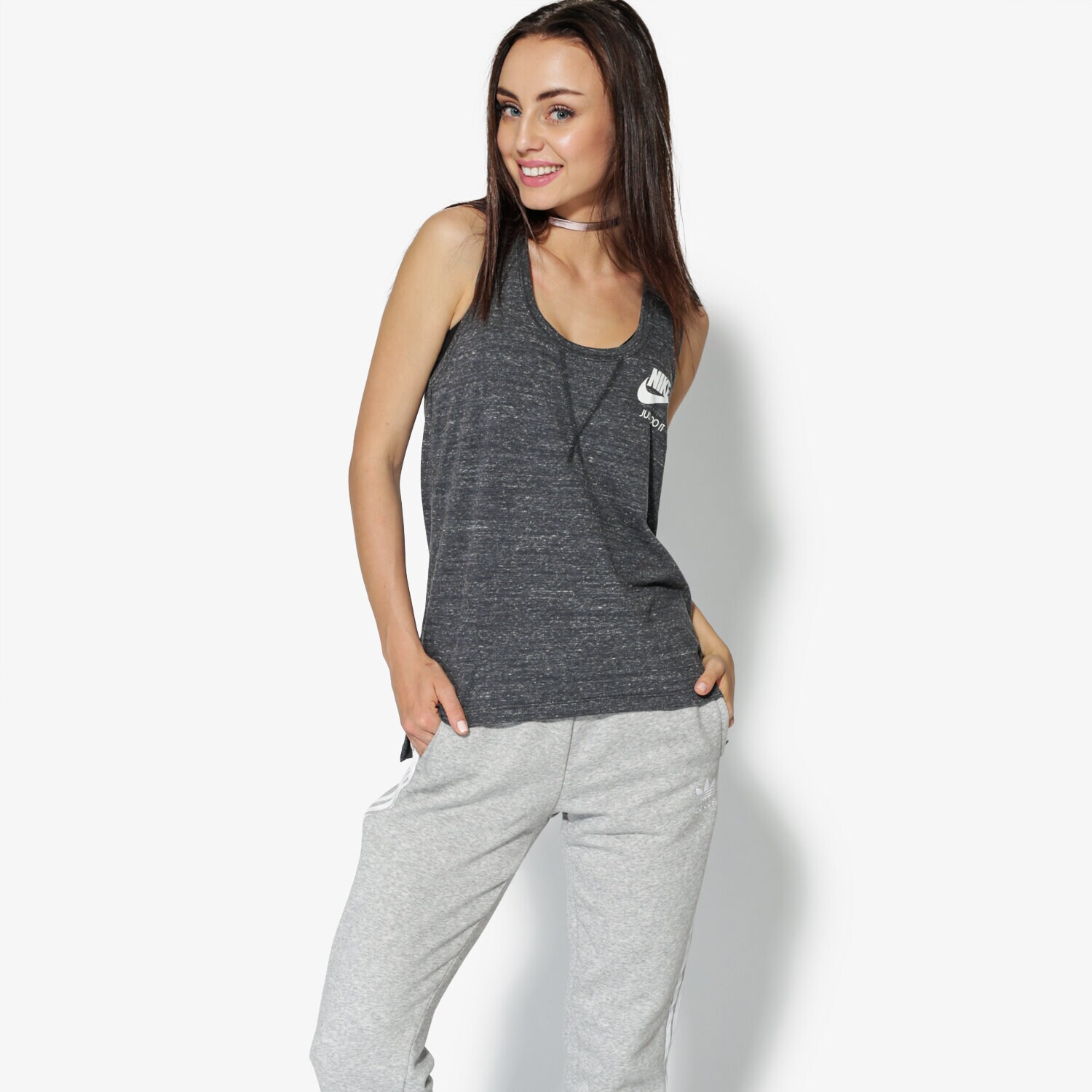 dámský top NIKE TOP W NSW GYM VNTG. 726065060 ŠEDÁ