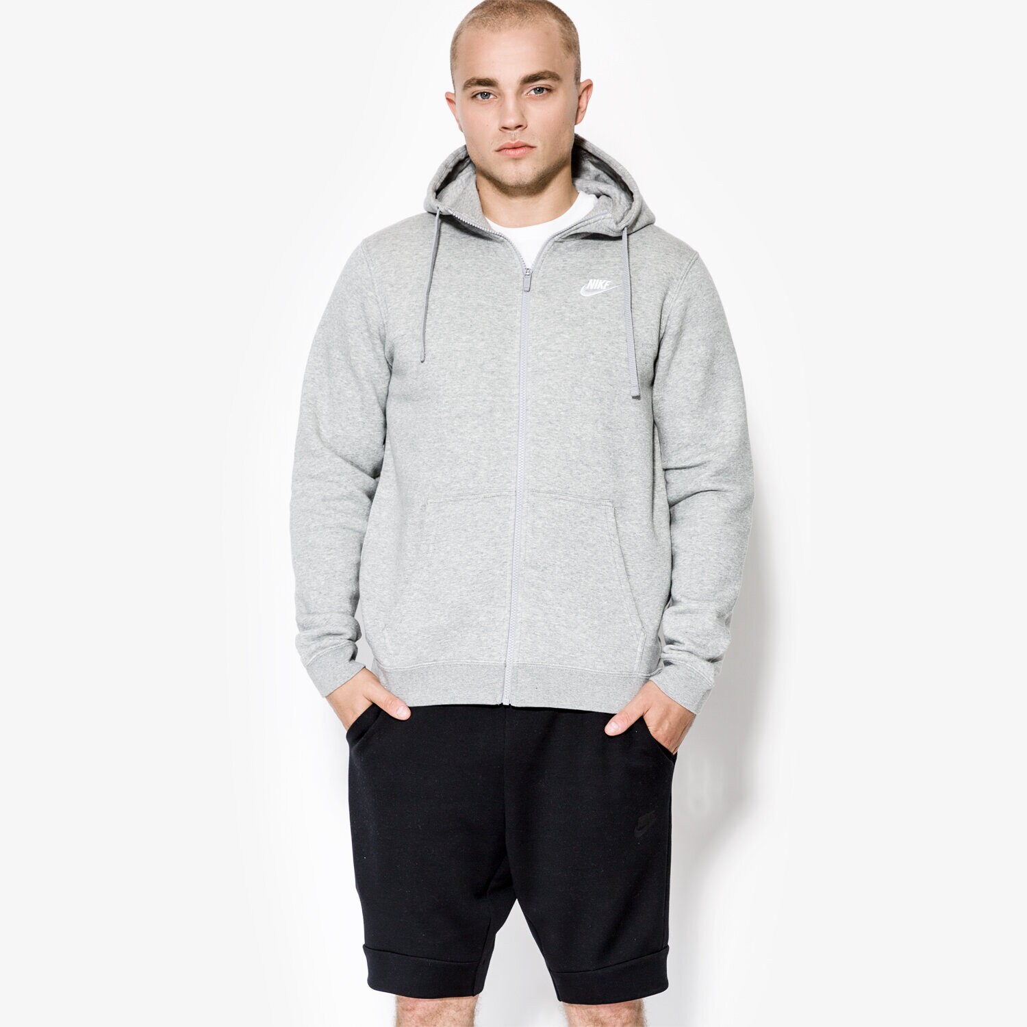 pánská mikina NIKE MIKINA M NSW HOODIE FZ FLC CLUB 804389063 ŠEDÁ