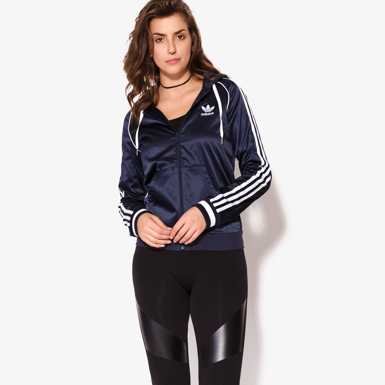 dámská mikina ADIDAS MIKINA SLIM FZ HOODIE BJ8328 TMAVOMODRÁ