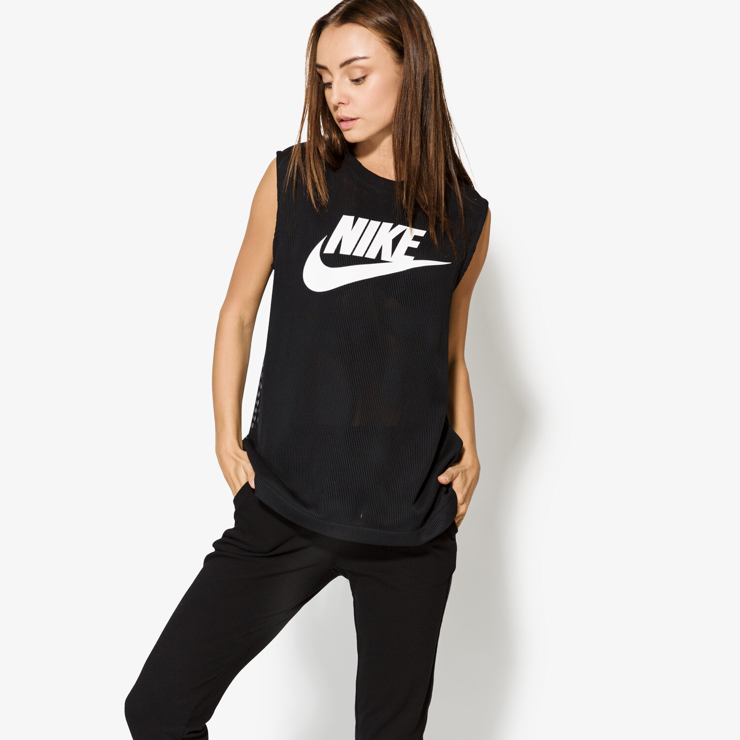 dámský top NIKE TOP W NSW TOP MESH 868255010 ČERNÁ