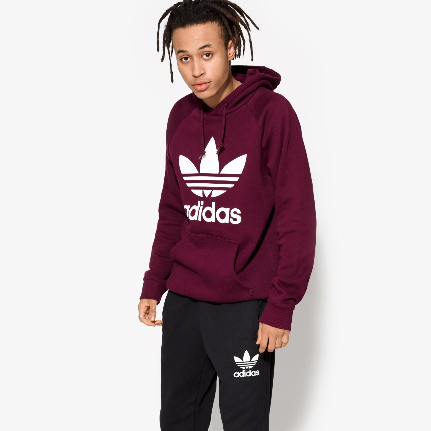 pánská mikina ADIDAS MIKINA TREFOIL HOODY BR4177 BORDOVÁ
