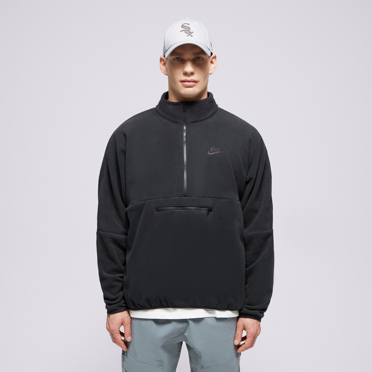 pánská mikina NIKE MIKINA M NK CLUB+ PLR LS HZ TOP DX0525-010 ČERNÁ