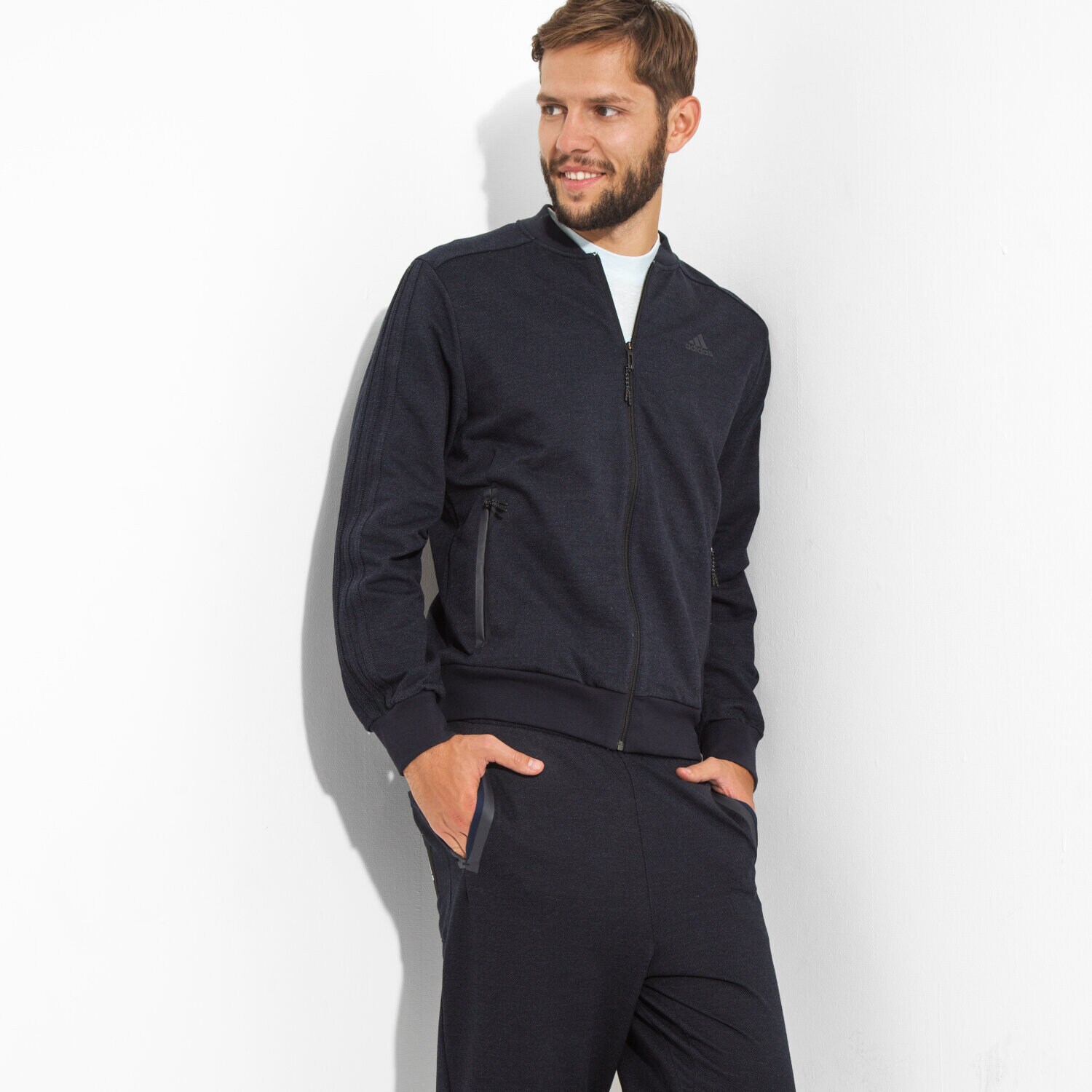 Přechodná bunda pánská (podzimní, jarní) ADIDAS BUNDA AM SPO JACKET S94798 TMAVOMODRÁ