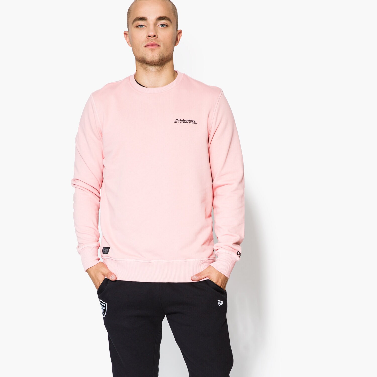 pánská mikina NEW ERA MIKINA ORIGINATORS CREW NECK NE BRR 11459493 RŮŽOVÁ