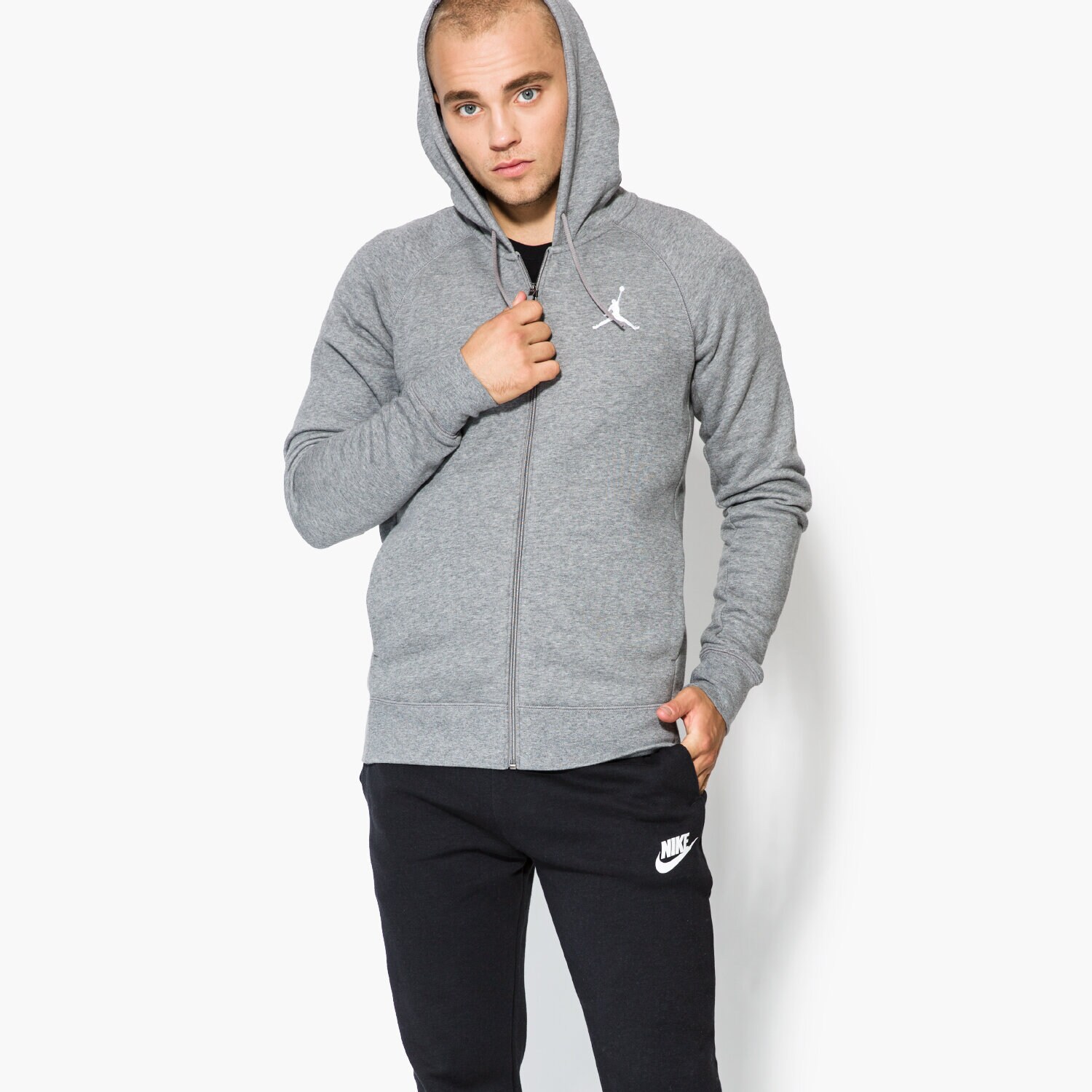 pánská mikina JORDAN MIKINA FLIGHT FLEECE FZ 823064-091 ŠEDÁ