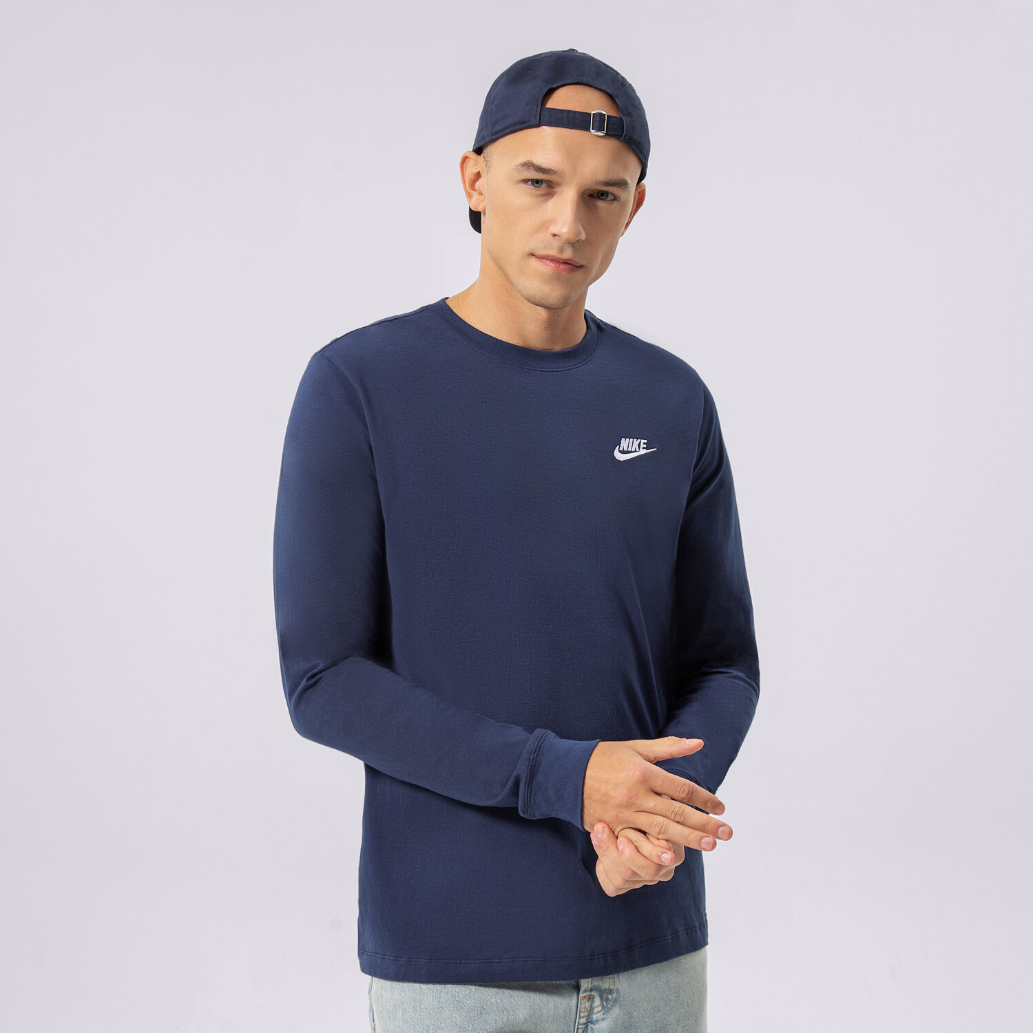 pánské tričko NIKE TRIČKO NSW CLUB LONG-SLEEVE TEE AR5193-410 TMAVOMODRÁ