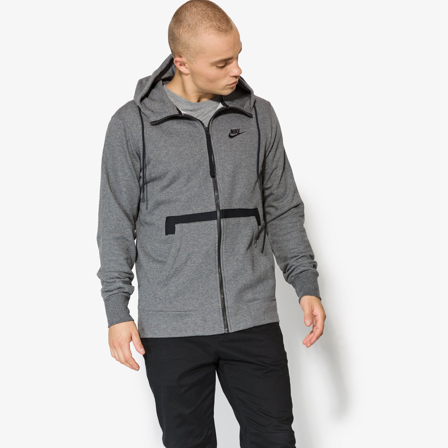 pánská mikina NIKE MIKINA M NSW HOODIE FZ FT AF1 925438071 ŠEDÁ