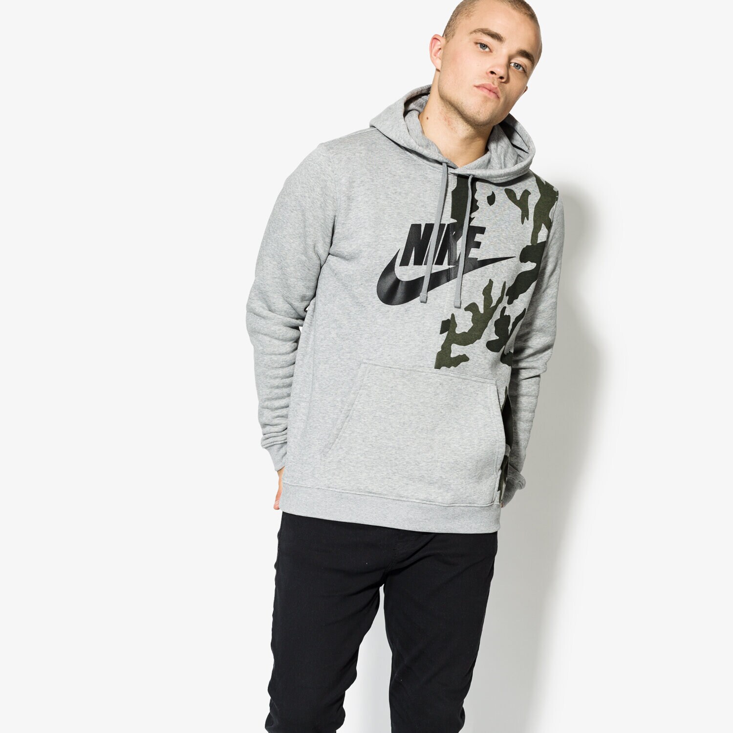pánská mikina NIKE MIKINA M NSW HOODIE AOP FLC CLUB AH7018063 ŠEDÁ