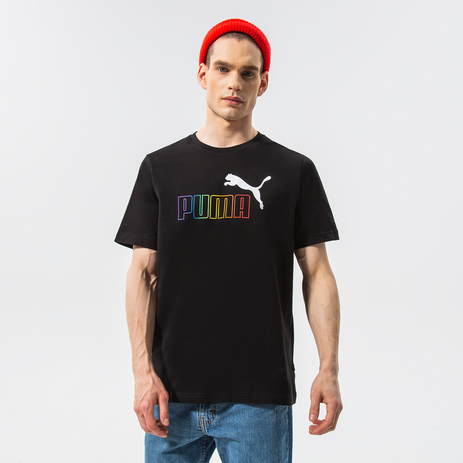 pánské tričko PUMA TRIČKO ESS+ RAINBOW TEE 848677 01 ČERNÁ