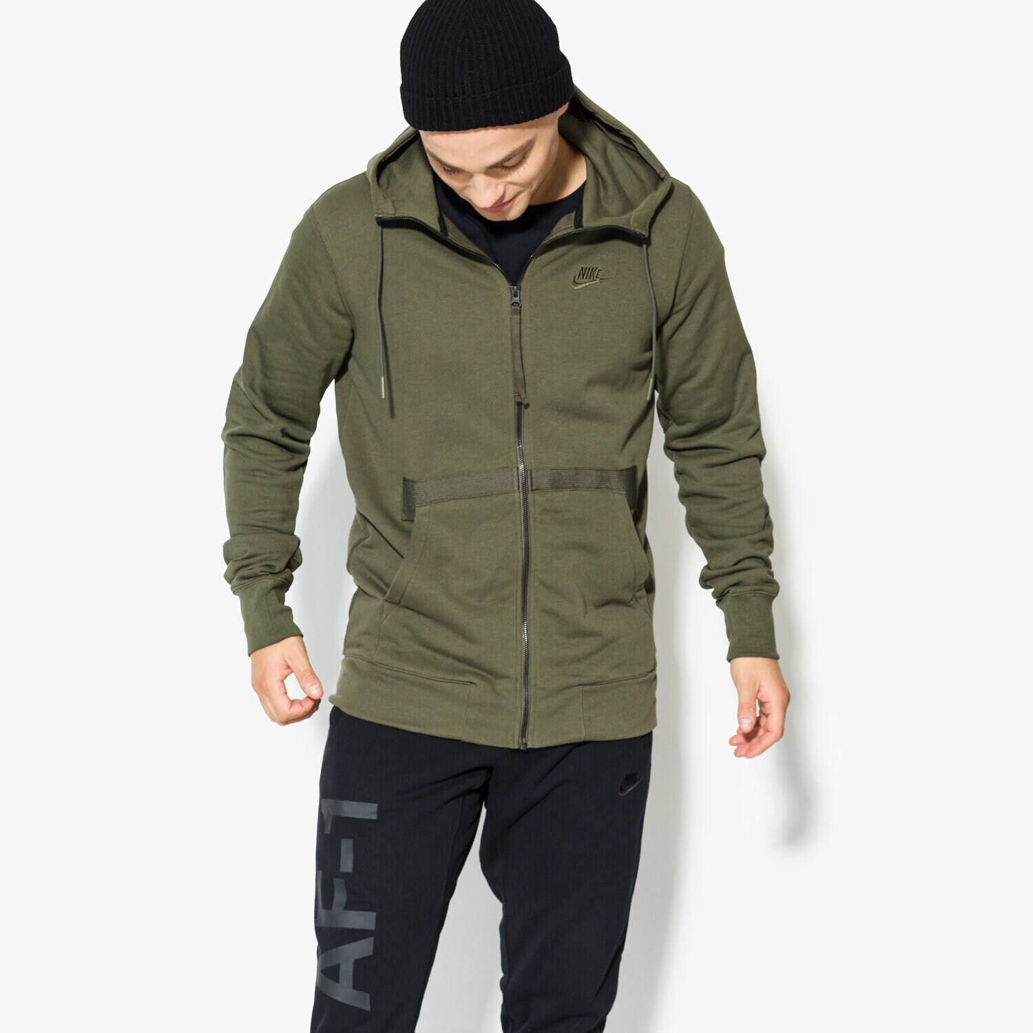 pánská mikina NIKE MIKINA M NSW HOODIE FZ FT AF1 925438325 KHAKI