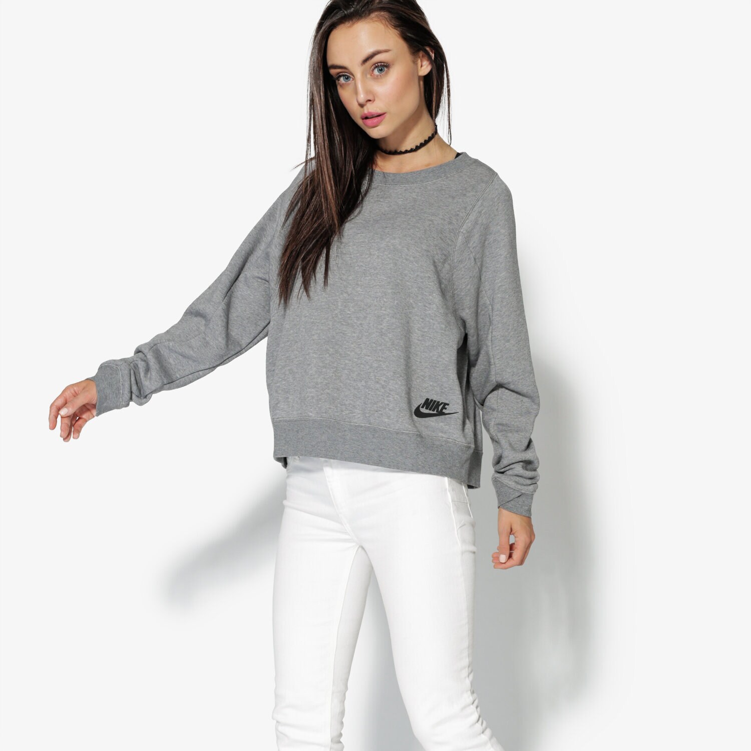 dámská mikina NIKE MIKINA W NSW MODERN CREW SSNL 883807-091 ŠEDÁ