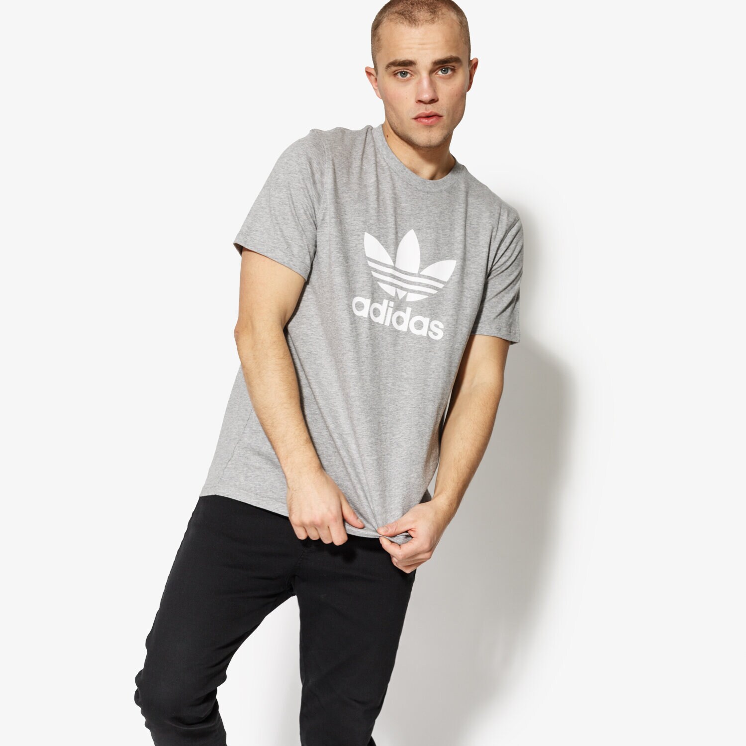 pánské tričko ADIDAS TRIČKO SS TREFOIL TRIČKO CY4574 ŠEDÁ
