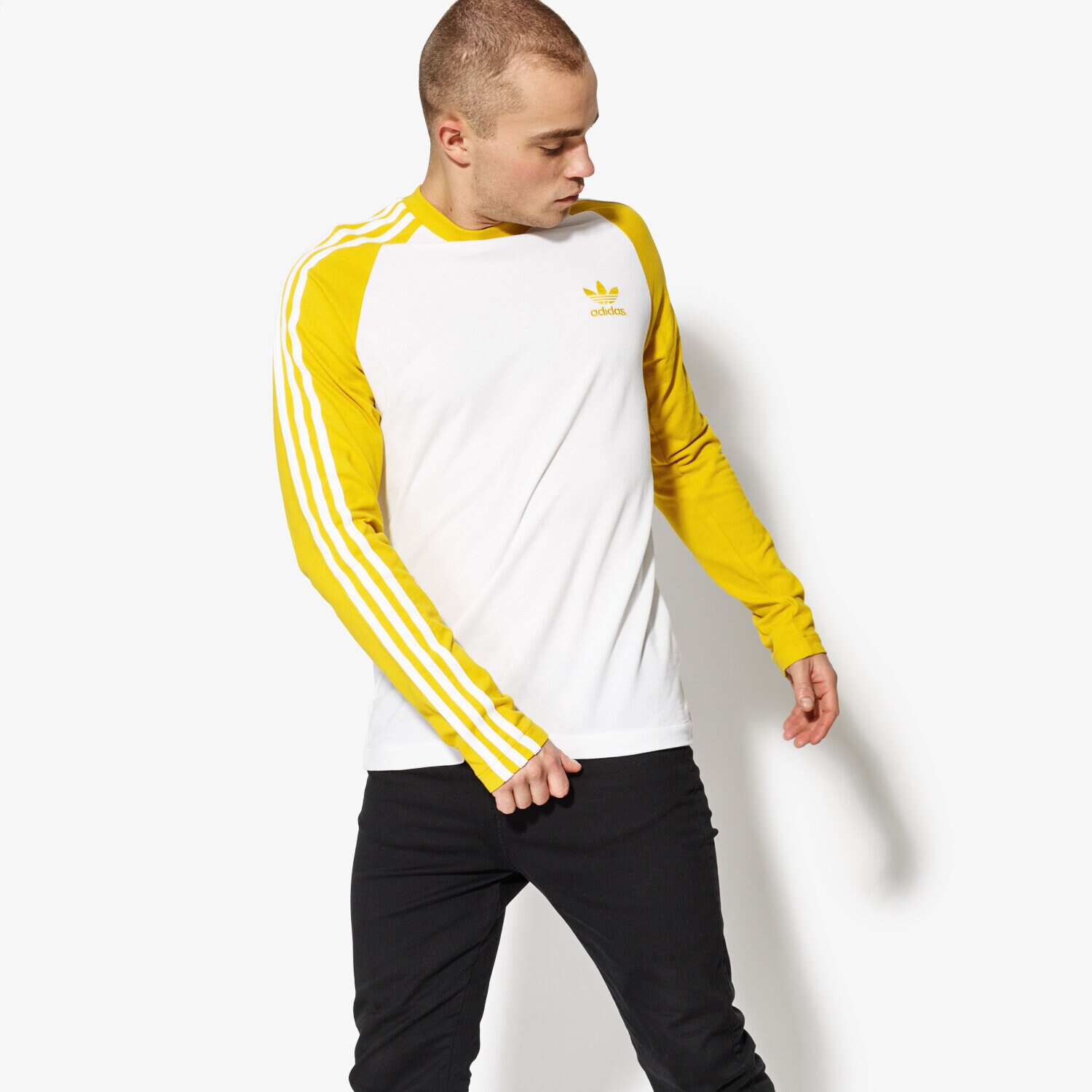 pánské tričko ADIDAS TRIČKO LS 3-STRIPES LS T CW1230 ŽLUTÁ