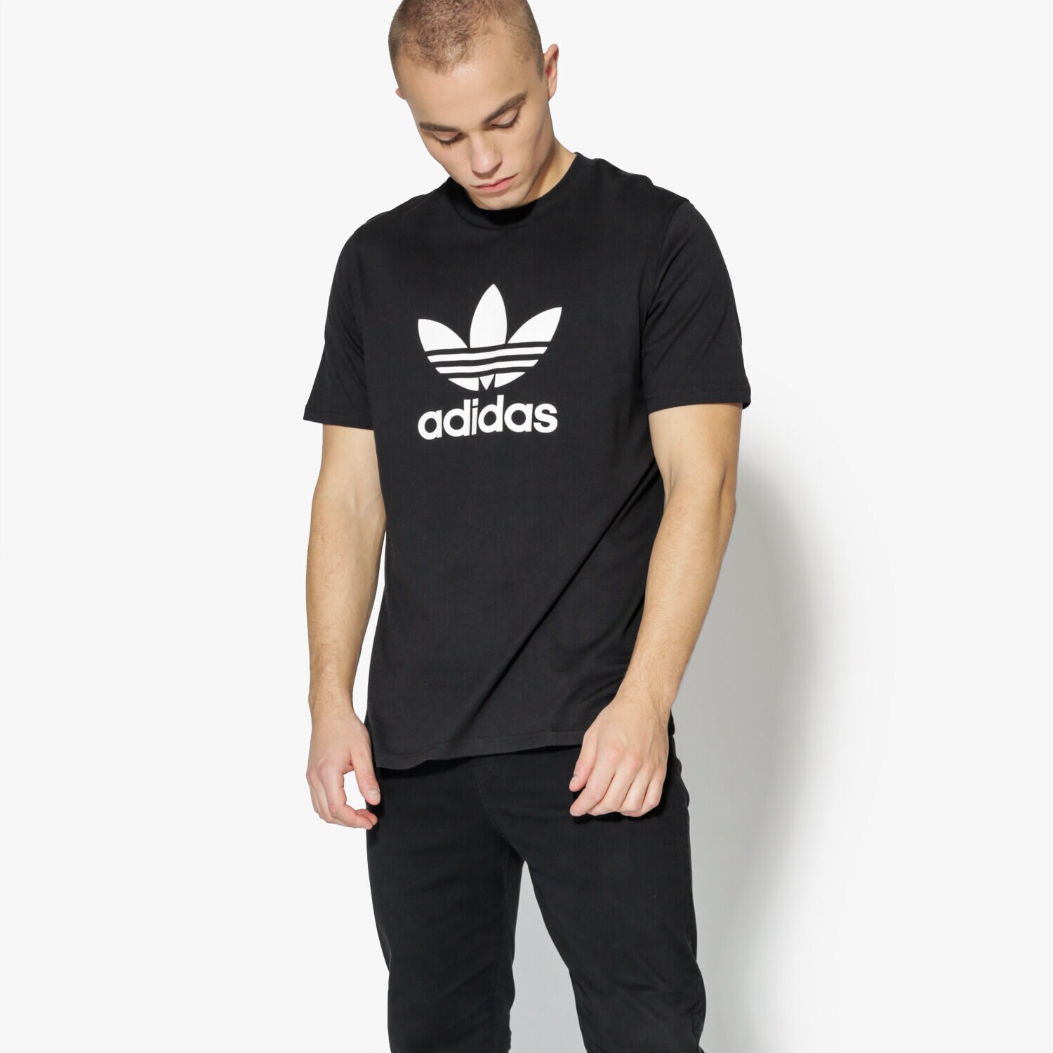 pánské tričko ADIDAS TRIČKO SS TREFOIL TRIČKO ADICOLOR CW0709 ČERNÁ