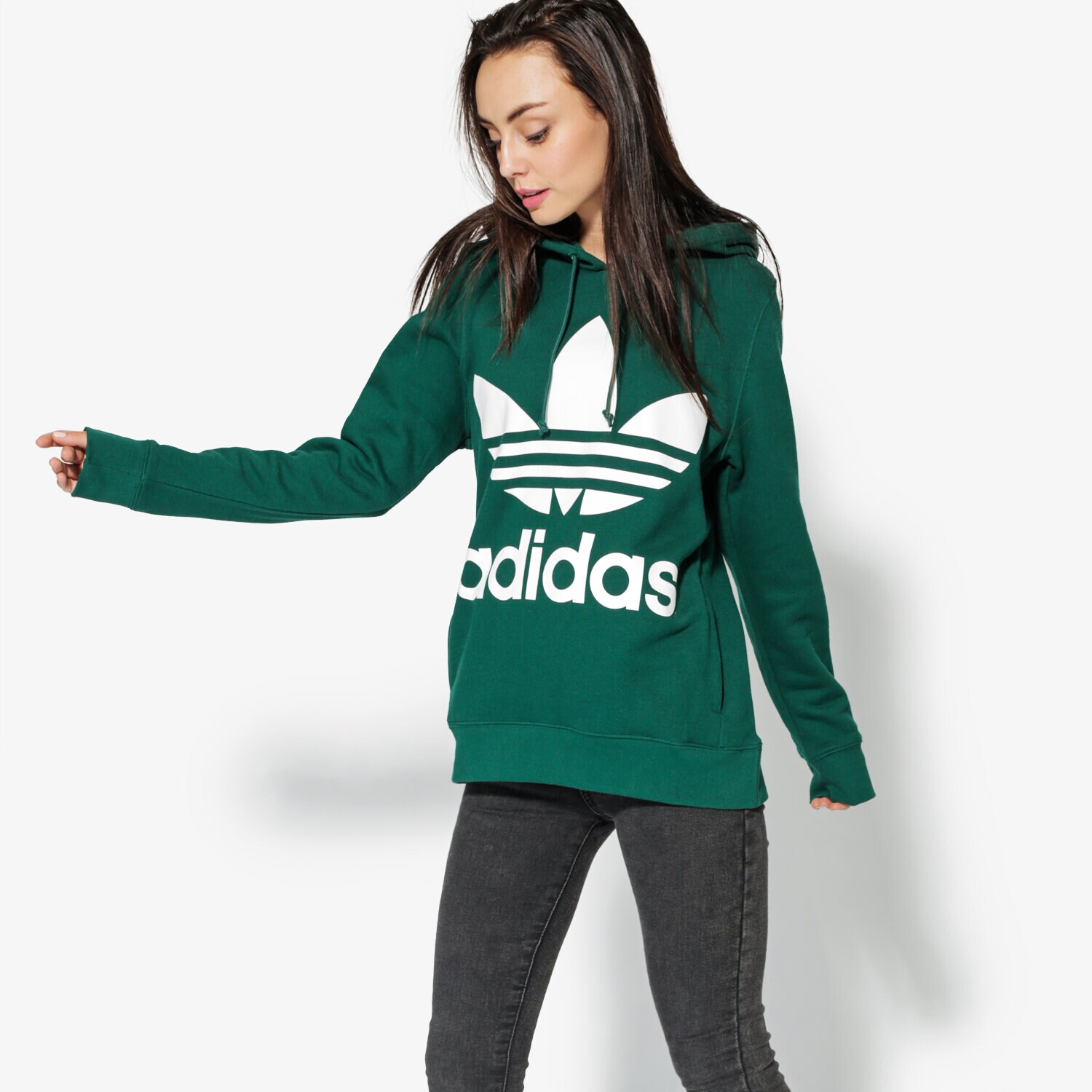 dámská mikina ADIDAS MIKINA TREFOIL HOODIE CE2412 ZELENÁ