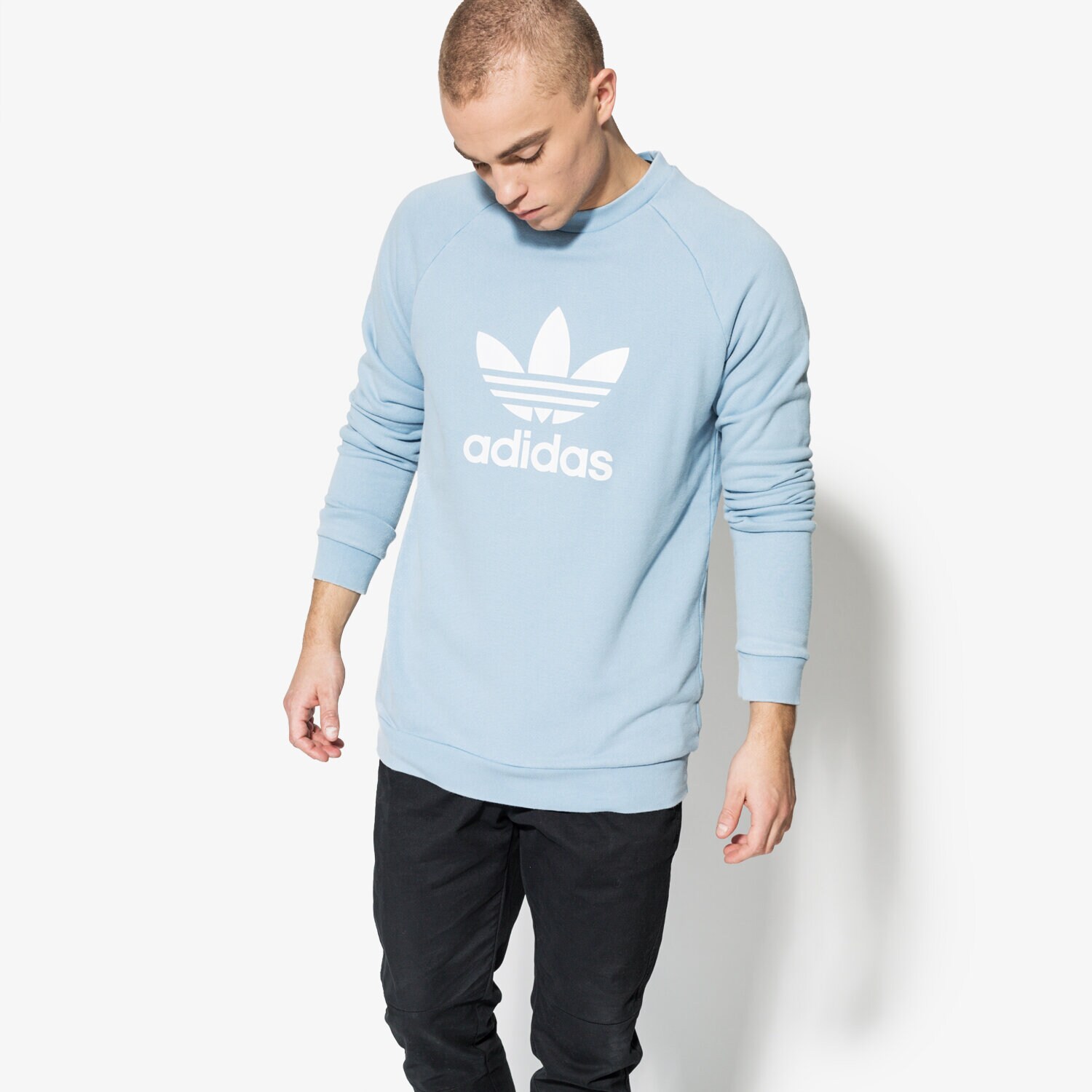 pánská mikina ADIDAS MIKINA TREFOIL CREW CV8643 MODRÁ