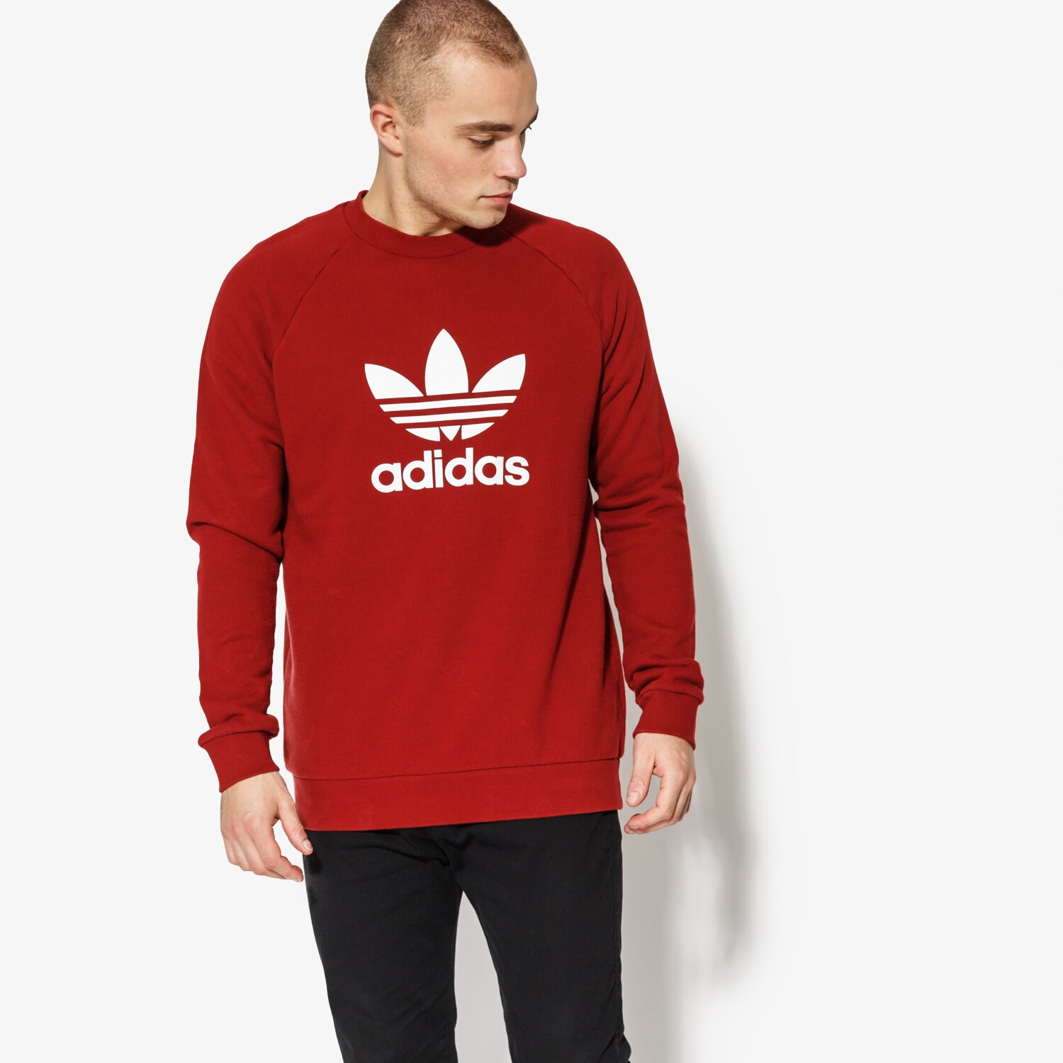 pánská mikina ADIDAS MIKINA TREFOIL CREW CX1897 BORDOVÁ