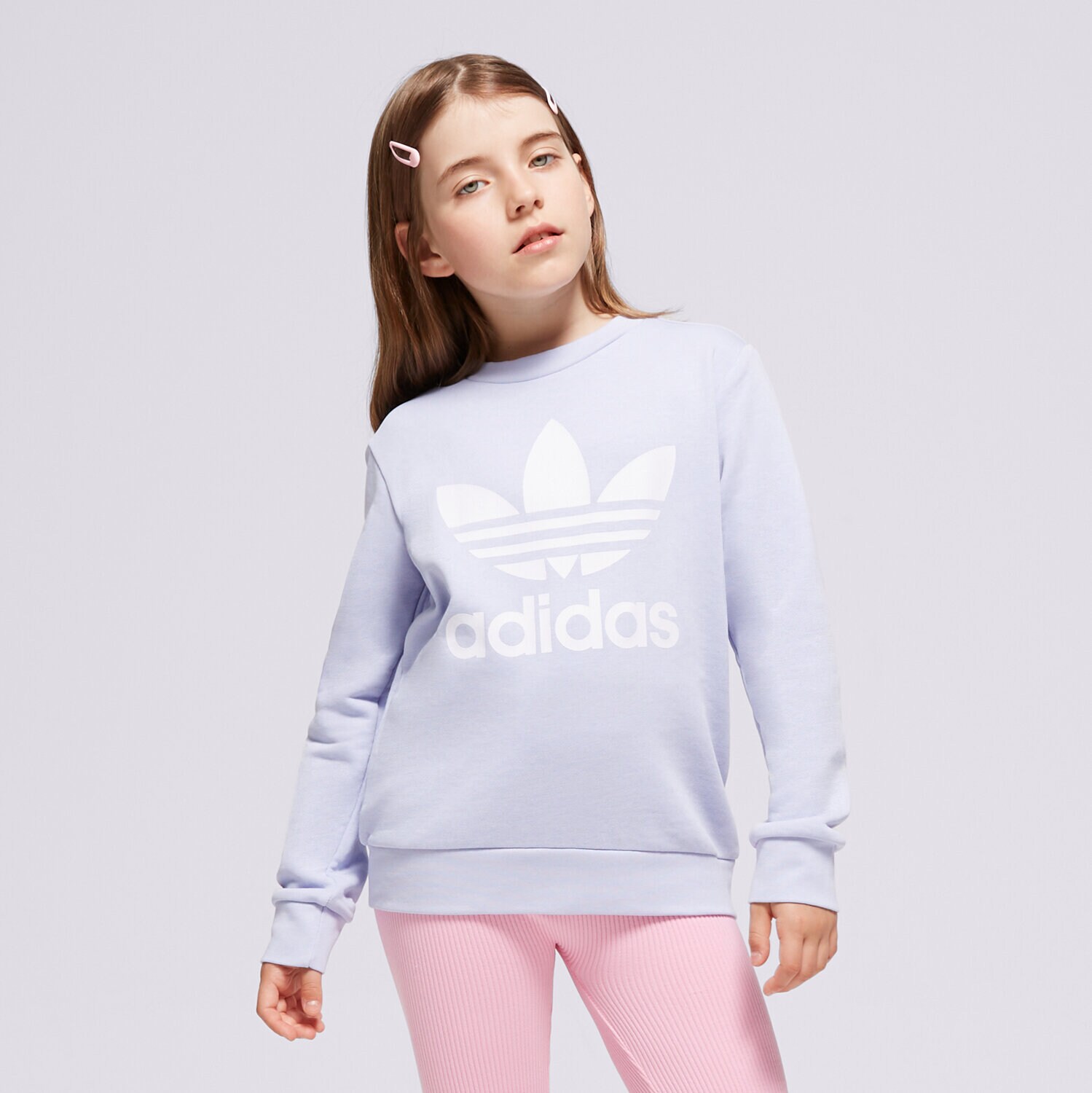 dětská mikina ADIDAS MIKINA TREFOIL CREW GIRL IN8428 FIALOVÁ