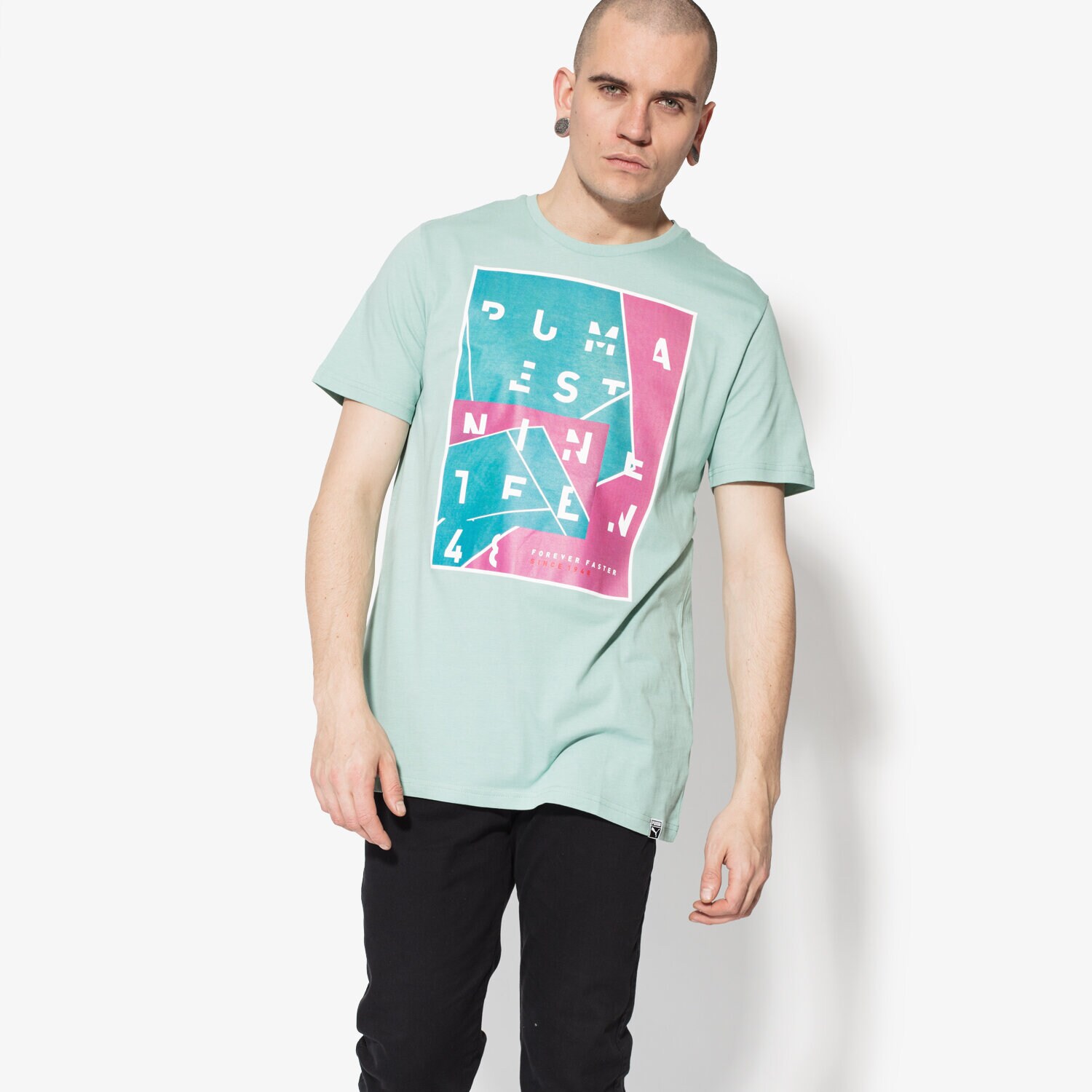 pánské tričko PUMA TRIČKO SS PHOTOPRINT TEE 85083215 MODRÁ