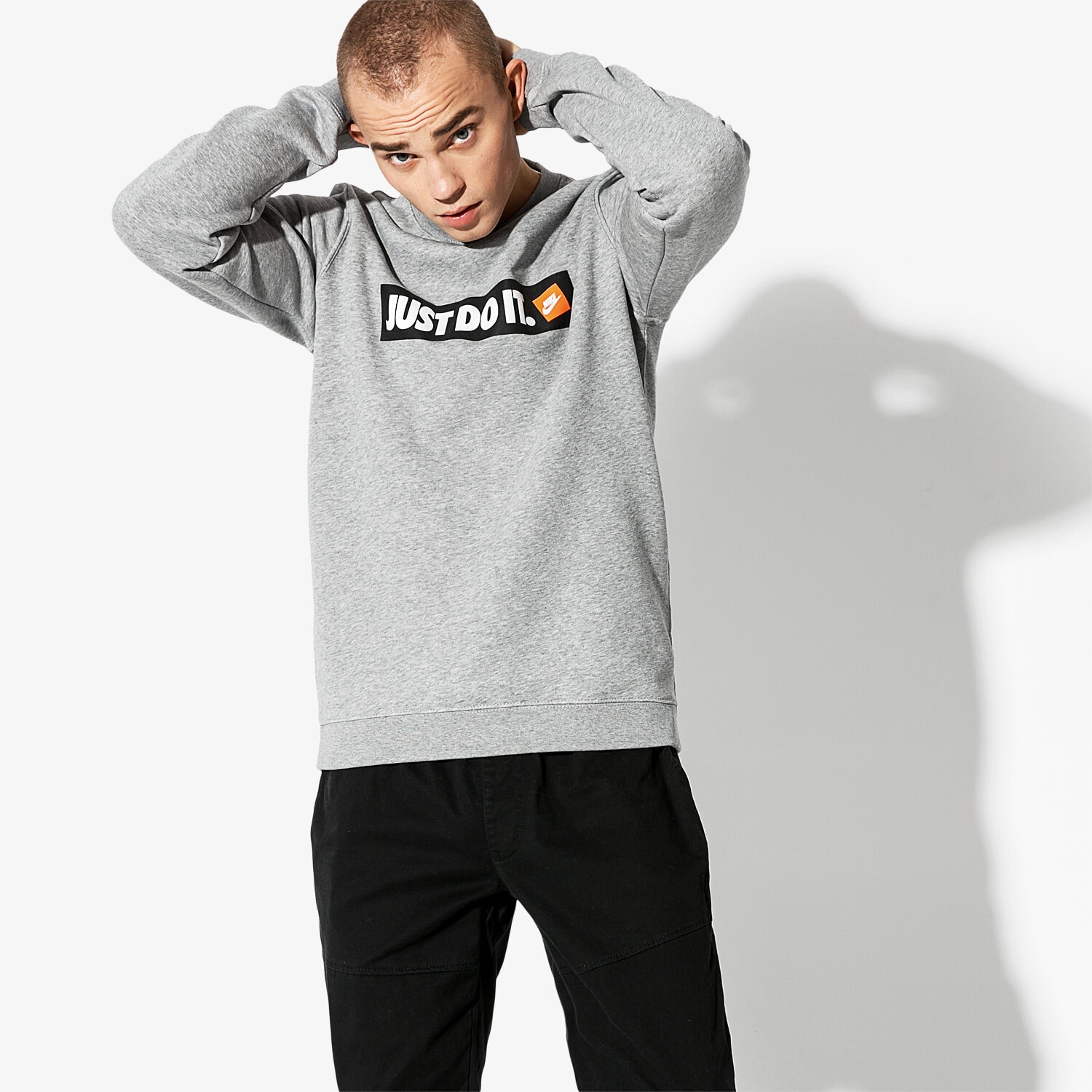 pánská mikina NIKE MIKINA M NSW CREW FLC HBR 928699063 ŠEDÁ