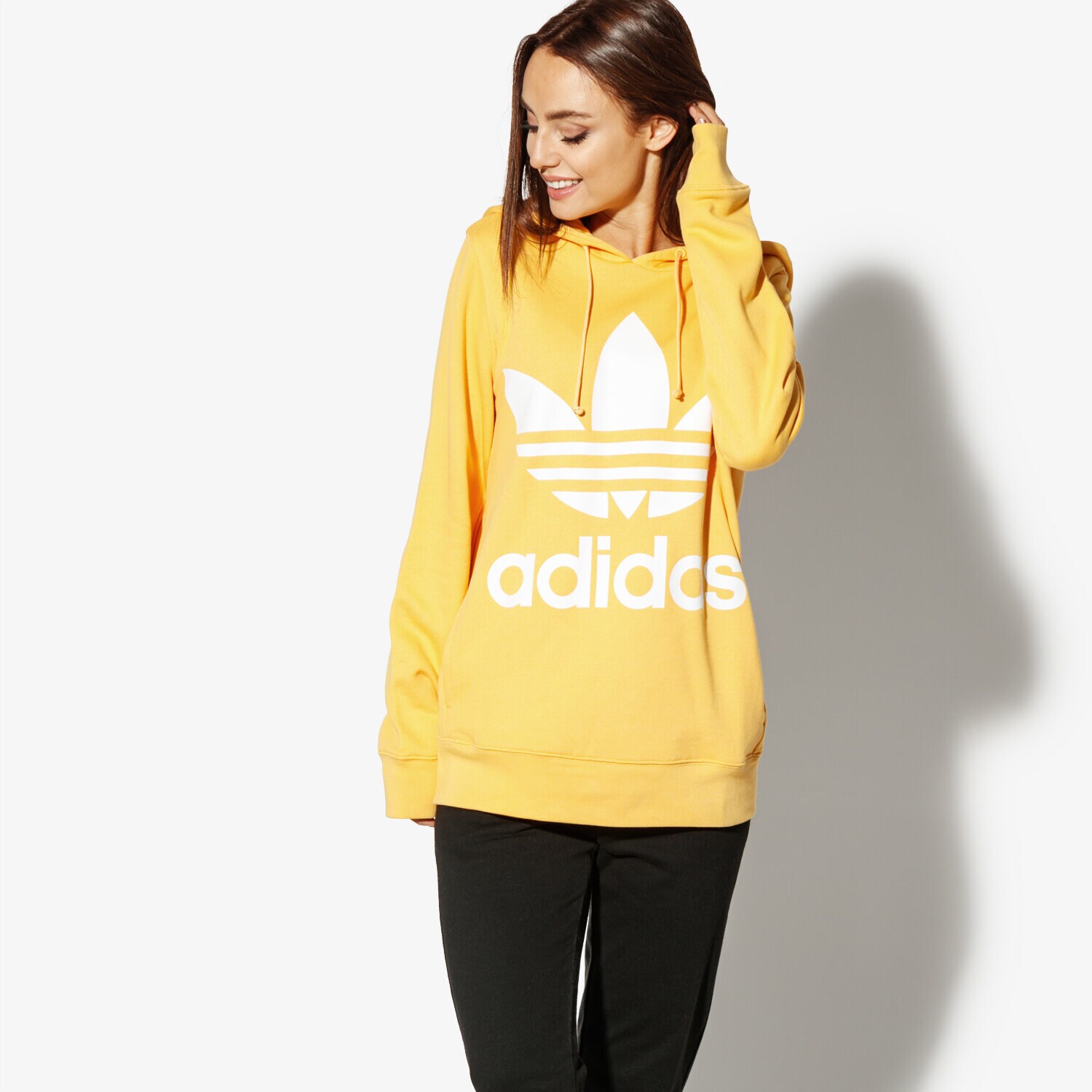 dámská mikina ADIDAS MIKINA TREFOIL HOODIE ADICOLOR DH3138 ŽLUTÁ