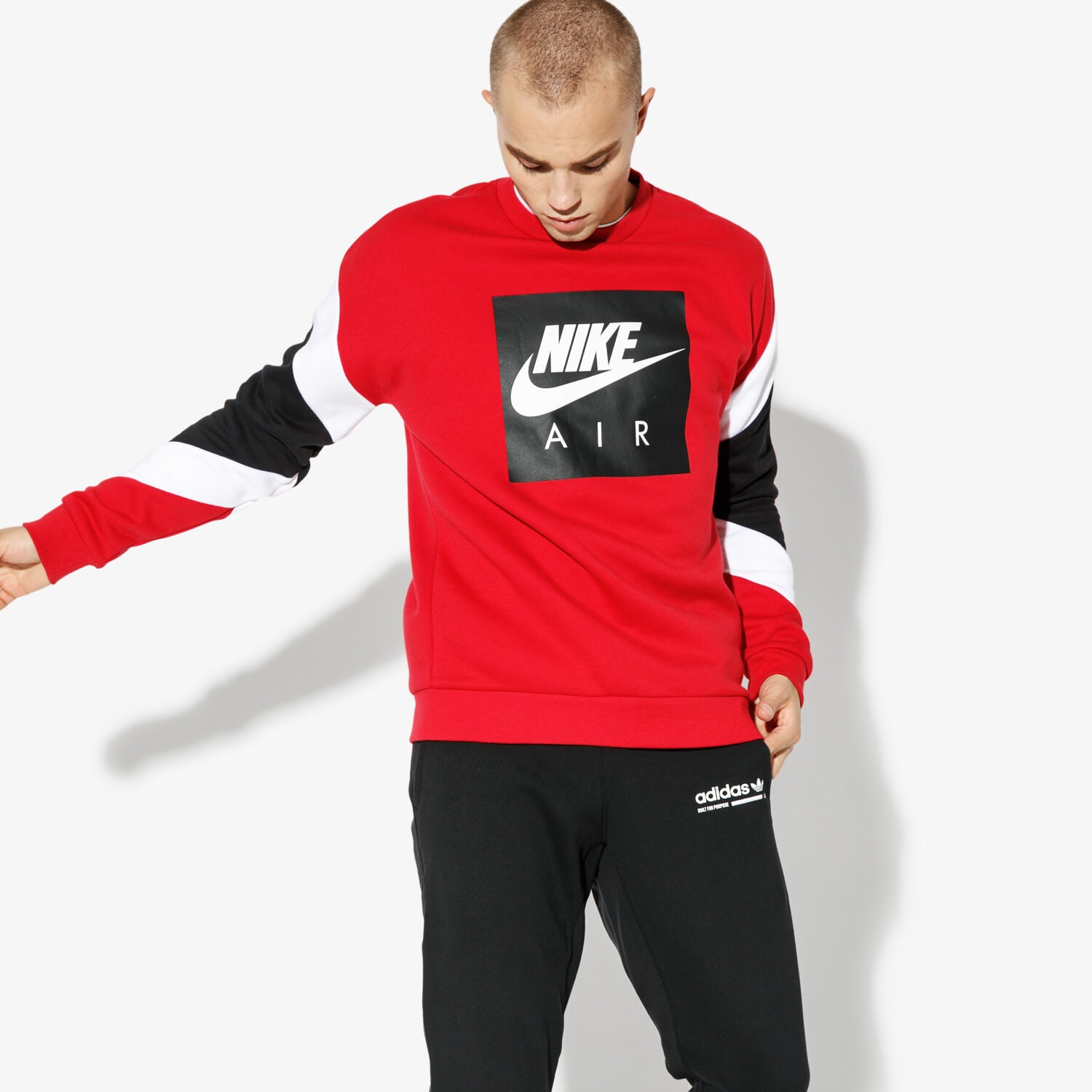 pánská mikina NIKE MIKINA M NSW CREW FLC NIKE AIR 928635-687 ČERVENÁ