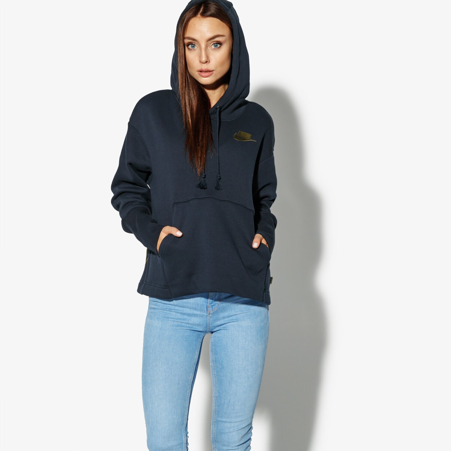 dámská mikina NIKE MIKINA W NSW HOODIE FLC NSW AH8690-475 TMAVOMODRÁ