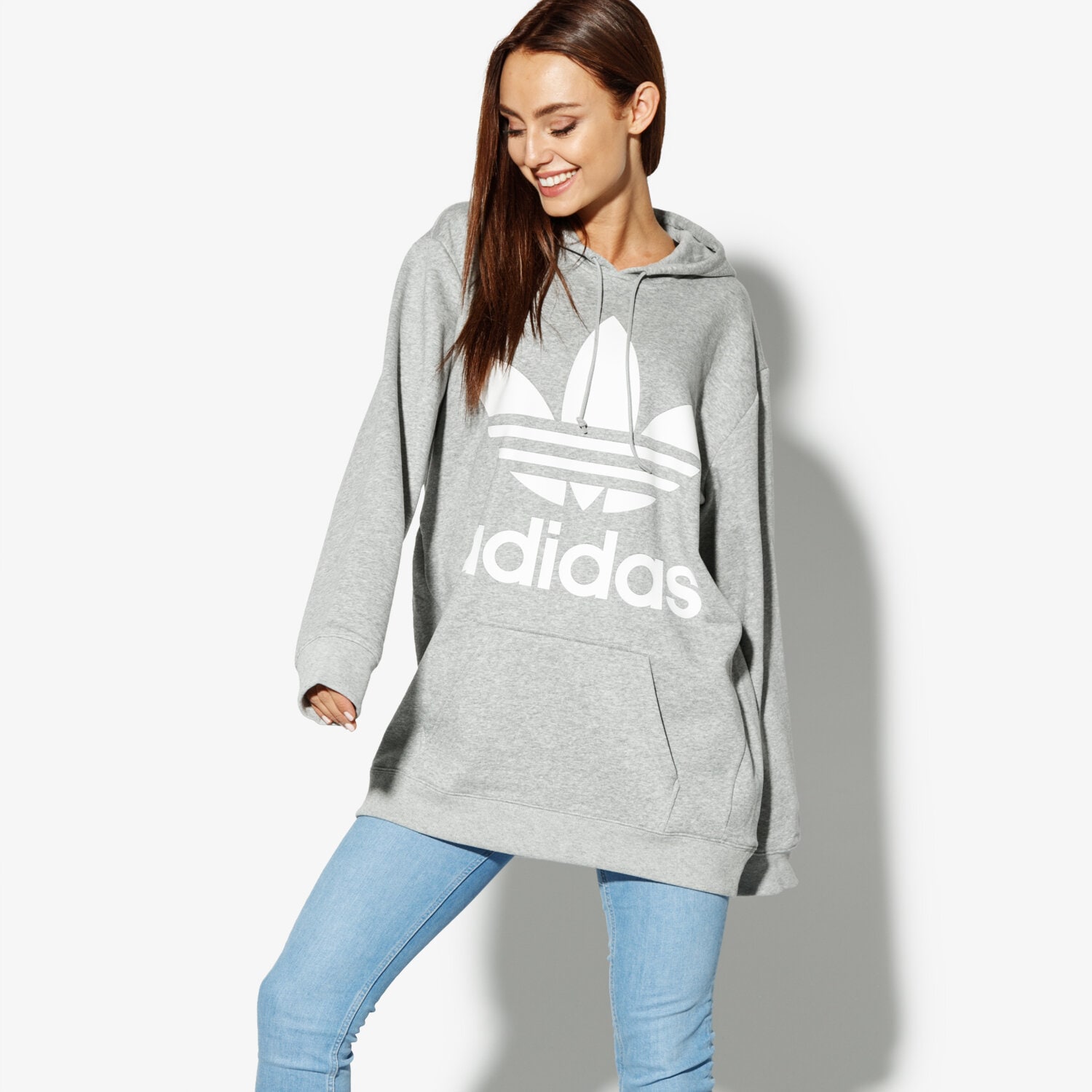 dámská mikina ADIDAS MIKINA BF TRF HOODIE ADICOLOR DH3154 ŠEDÁ