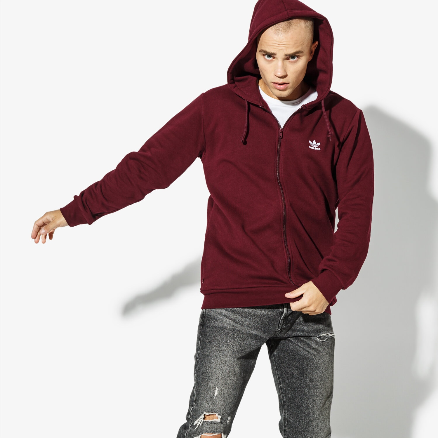 pánská mikina ADIDAS MIKINA TRF FLC HOODIE ADICOLOR DN6014 BORDOVÁ