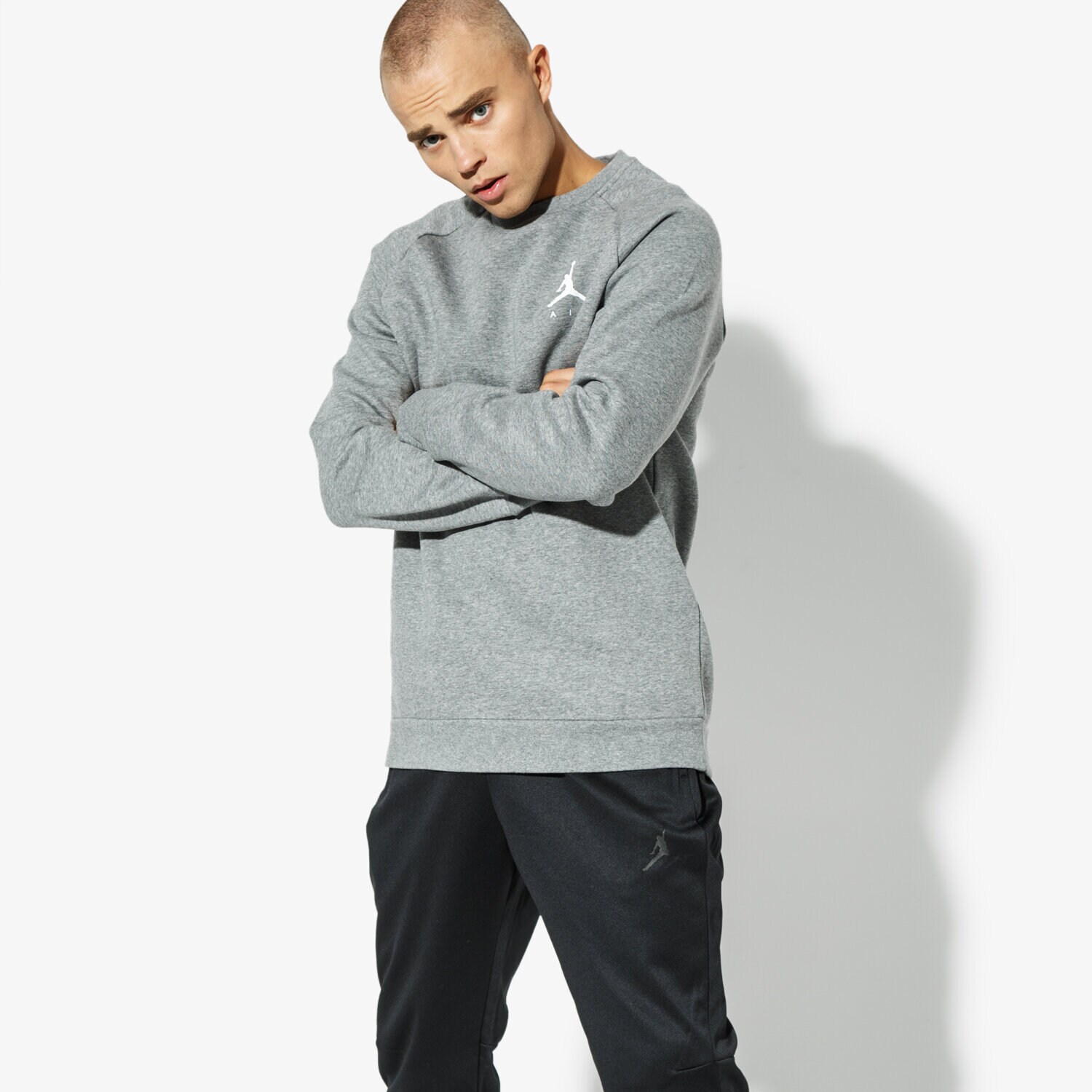 pánská mikina JORDAN MIKINA JUMPMAN FLEECE CREW 940170-091 ŠEDÁ