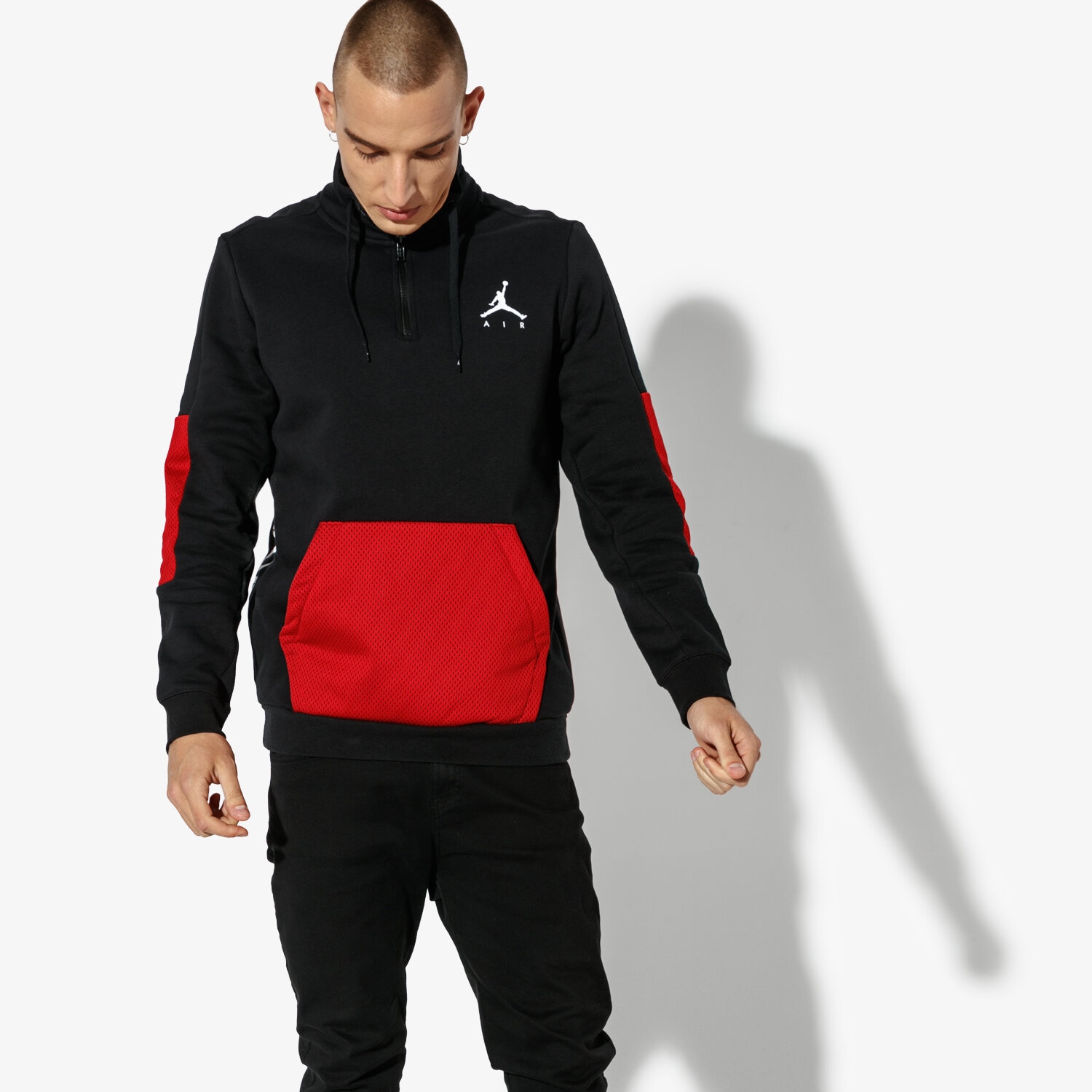 pánská mikina JORDAN MIKINA JORDAN JUMPMAN HYBRID FLEECE 1/4 ZIP AH6238-010 ČERNÁ