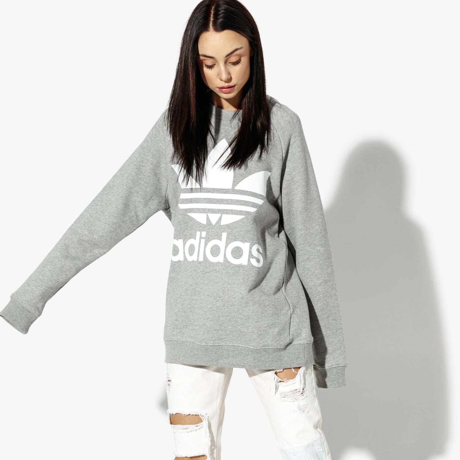 dámská mikina ADIDAS MIKINA OVERSIZED DH3125 ŠEDÁ