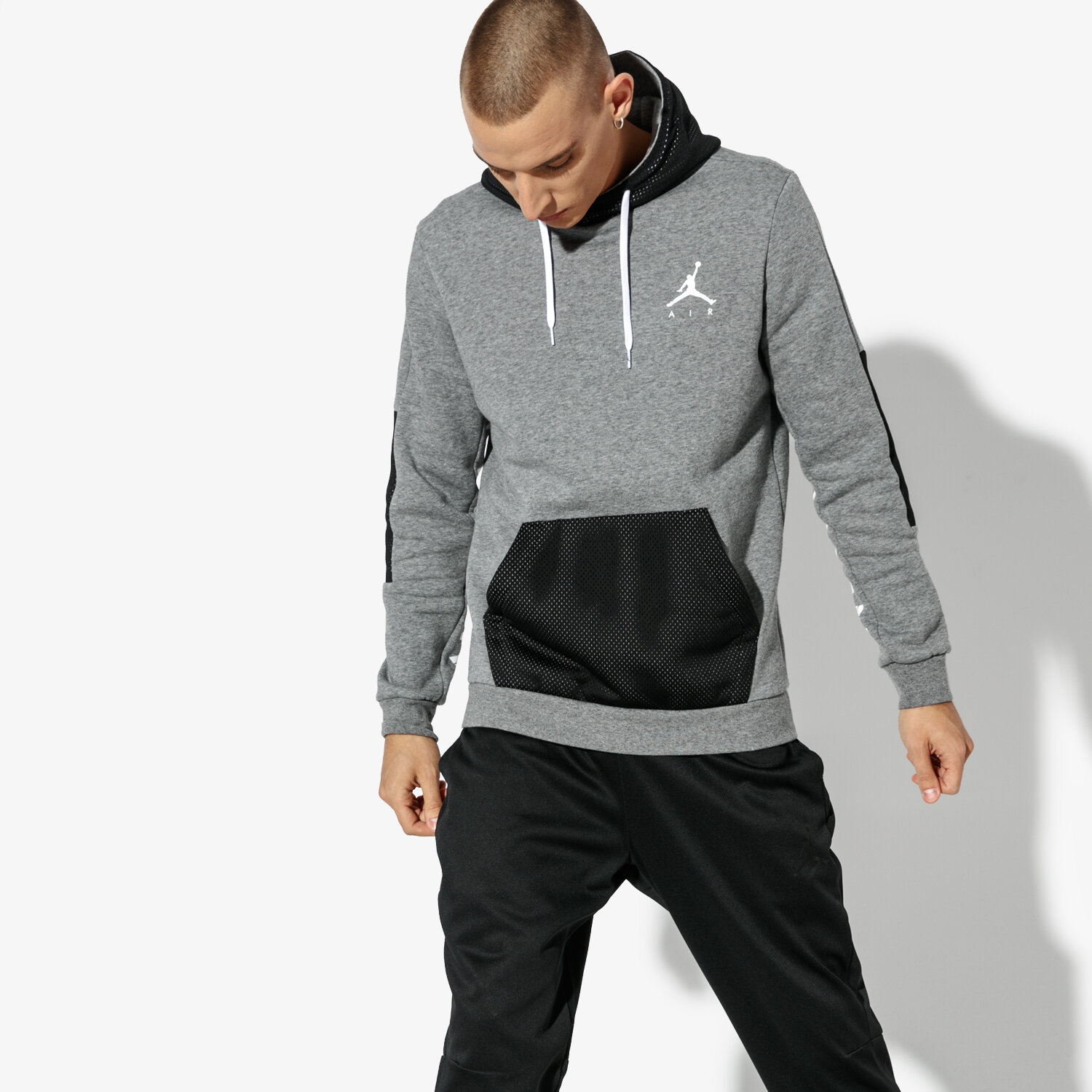 pánská mikina JORDAN MIKINA JORDAN JUMPMAN HYBRID FLEECE PO 939986-092 ŠEDÁ