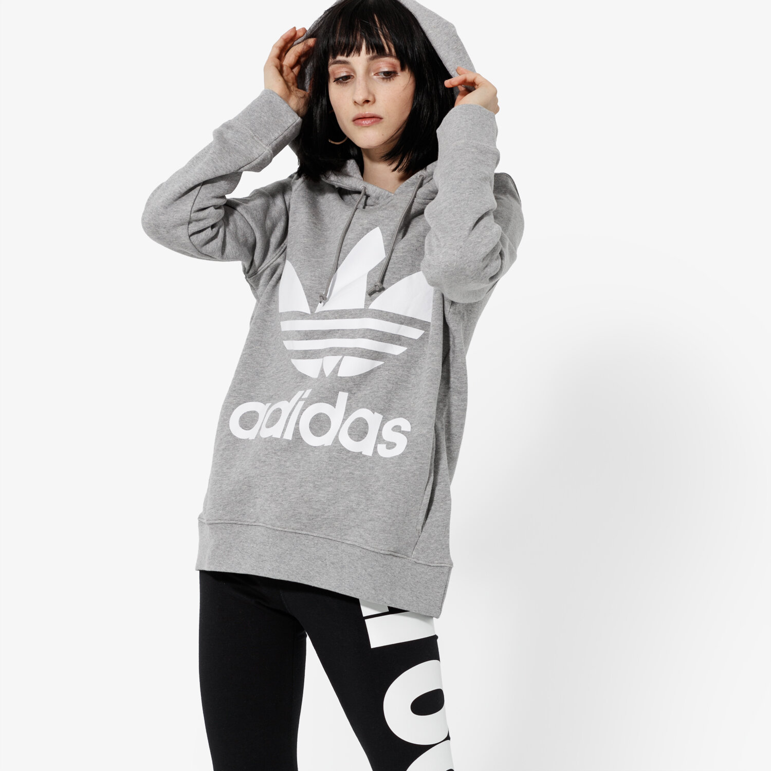 dámská mikina ADIDAS MIKINA TREFOIL HOODIEMGREYH CY6665 ŠEDÁ