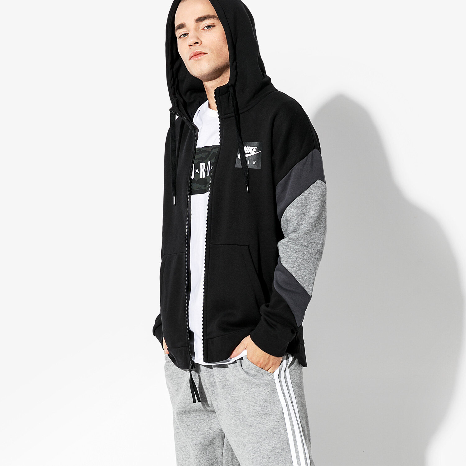 pánská mikina NIKE MIKINA M NSW NIKE AIR HOODIE FZ FLC 928629-010 ČERNÁ
