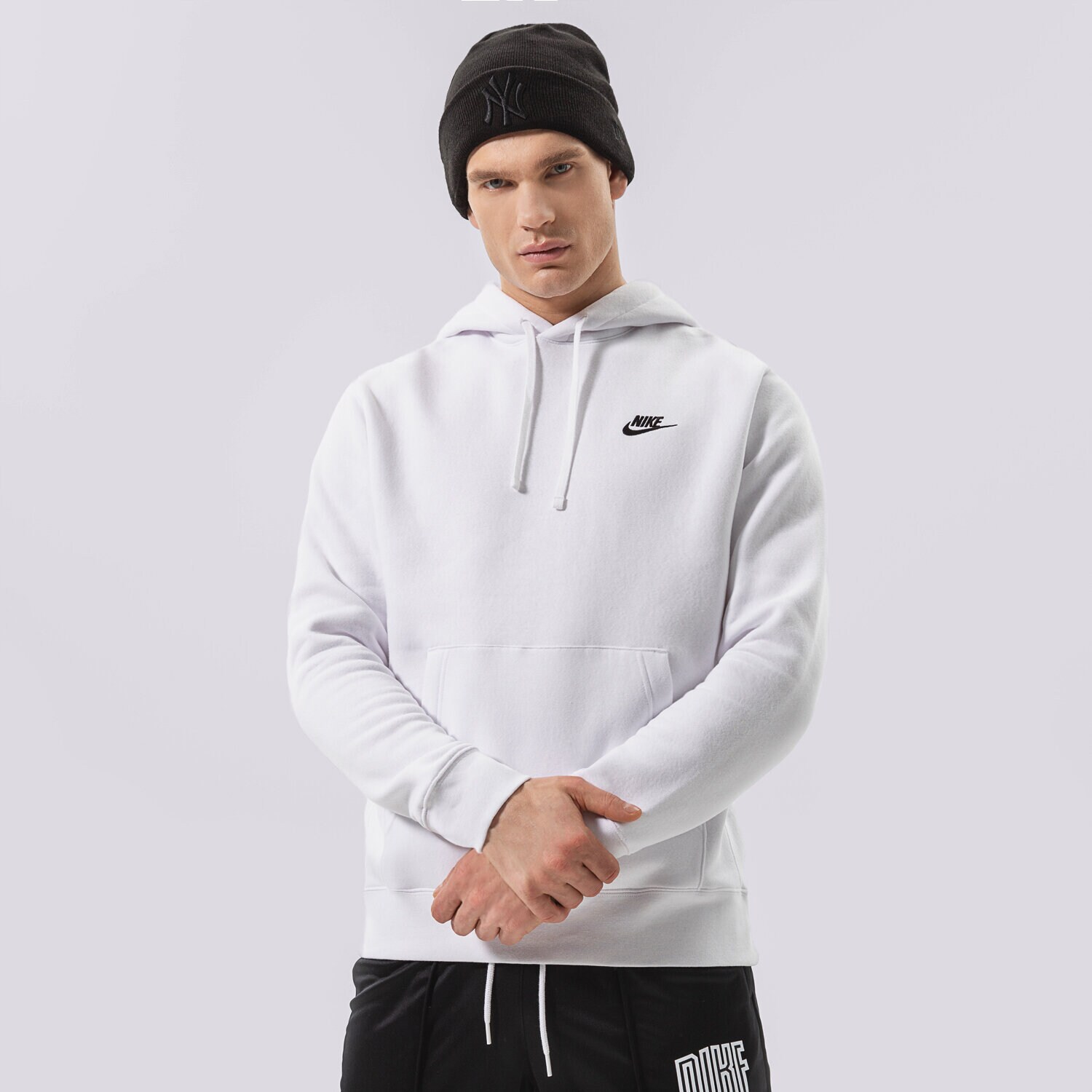 pánská mikina NIKE MIKINA S KAPUCÍ SPORTSWEAR CLUB FLEECE BV2654-100 BÍLÁ