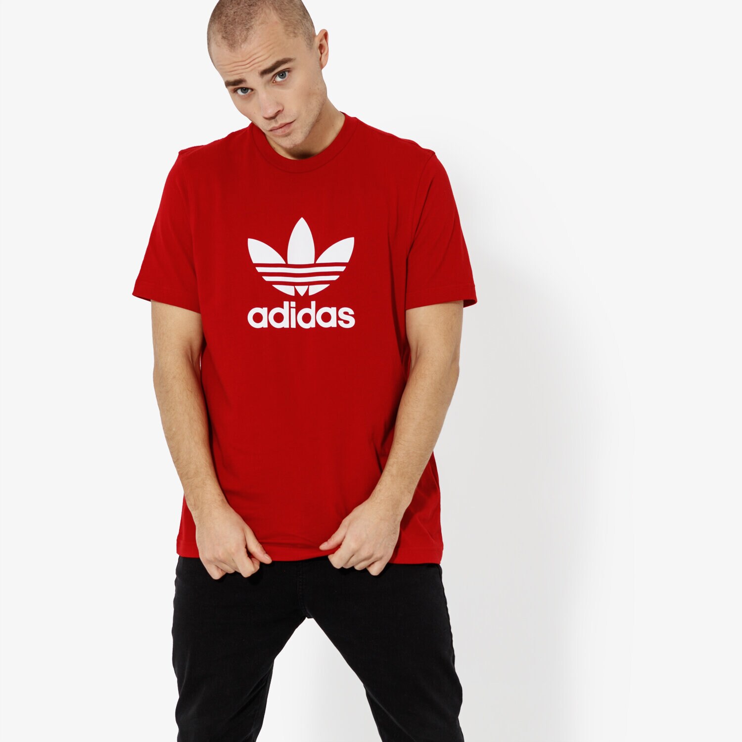 pánské tričko ADIDAS TRIČKO SS TREFOIL TRIČKO ADICOLOR DX3609 ČERVENÁ