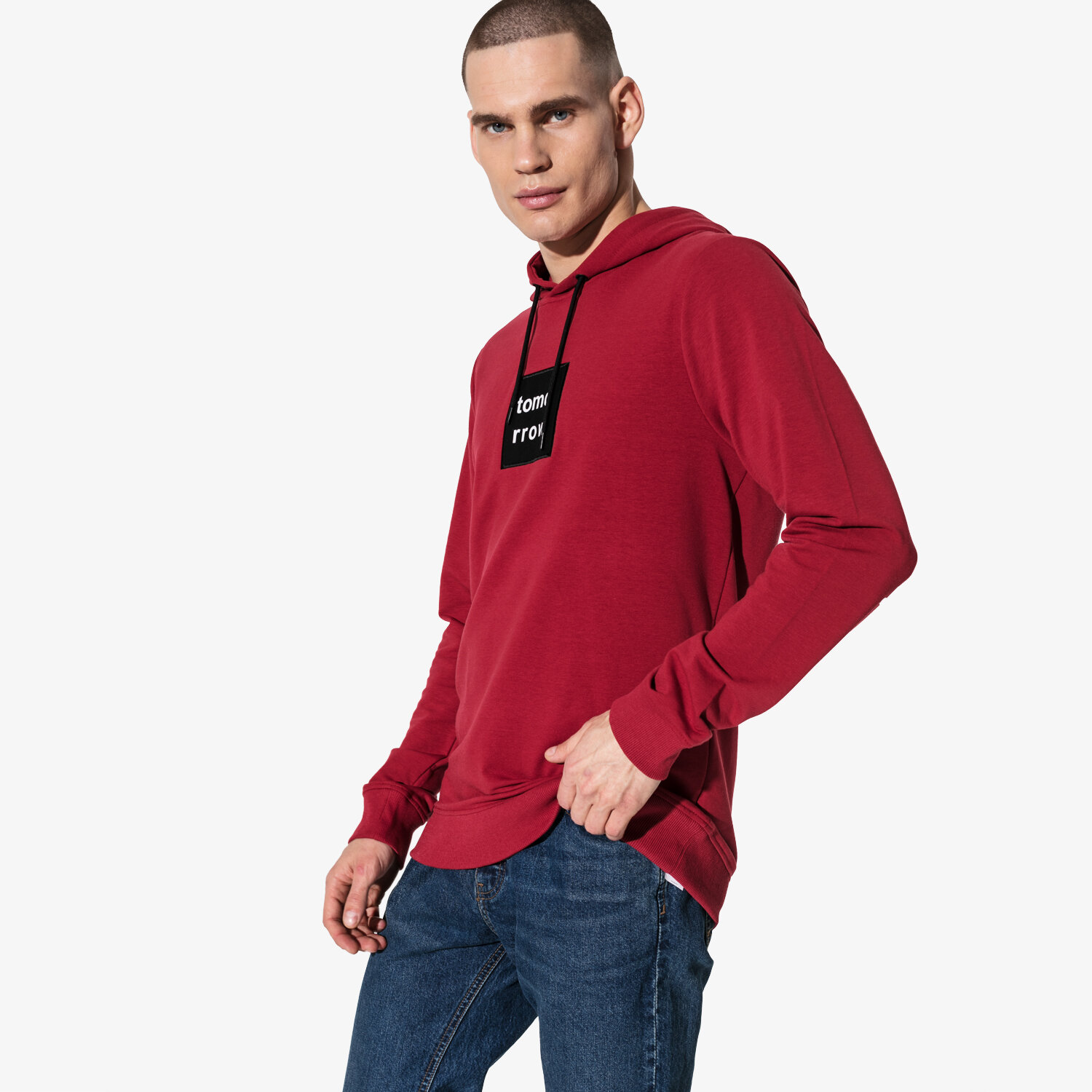 pánská mikina CONFRONT MIKINA SMALL LOGO HOODIE CF19BLM11001 ČERVENÁ