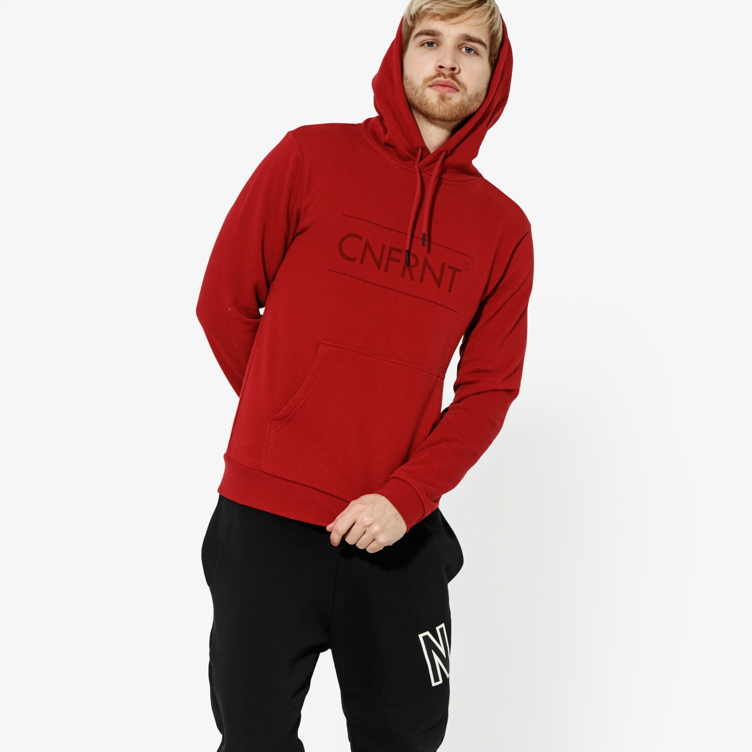 pánská mikina CONFRONT MIKINA BIG LOGO HOODIE CF19BLM07001 ČERVENÁ