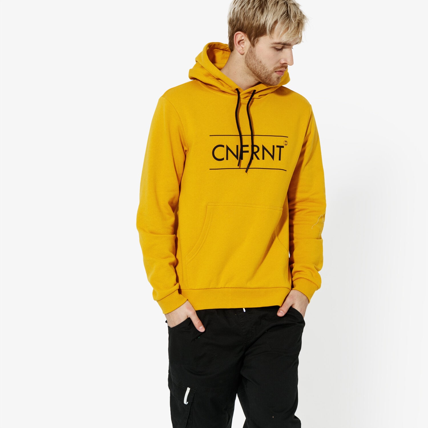 pánská mikina CONFRONT MIKINA BIG LOGO HOODIE CF19BLM07002 ŽLUTÁ