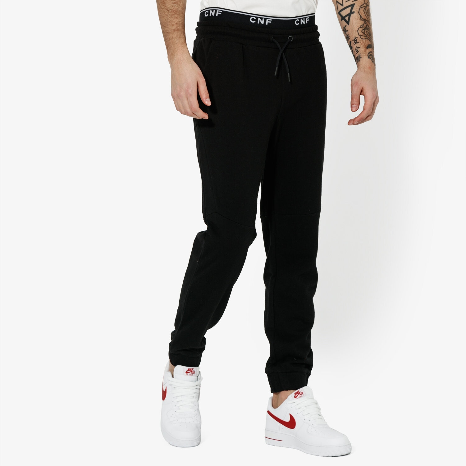 pánské kalhoty CONFRONT KALHOTY  RUBBER PANTS CF19SPM30002 ČERNÁ