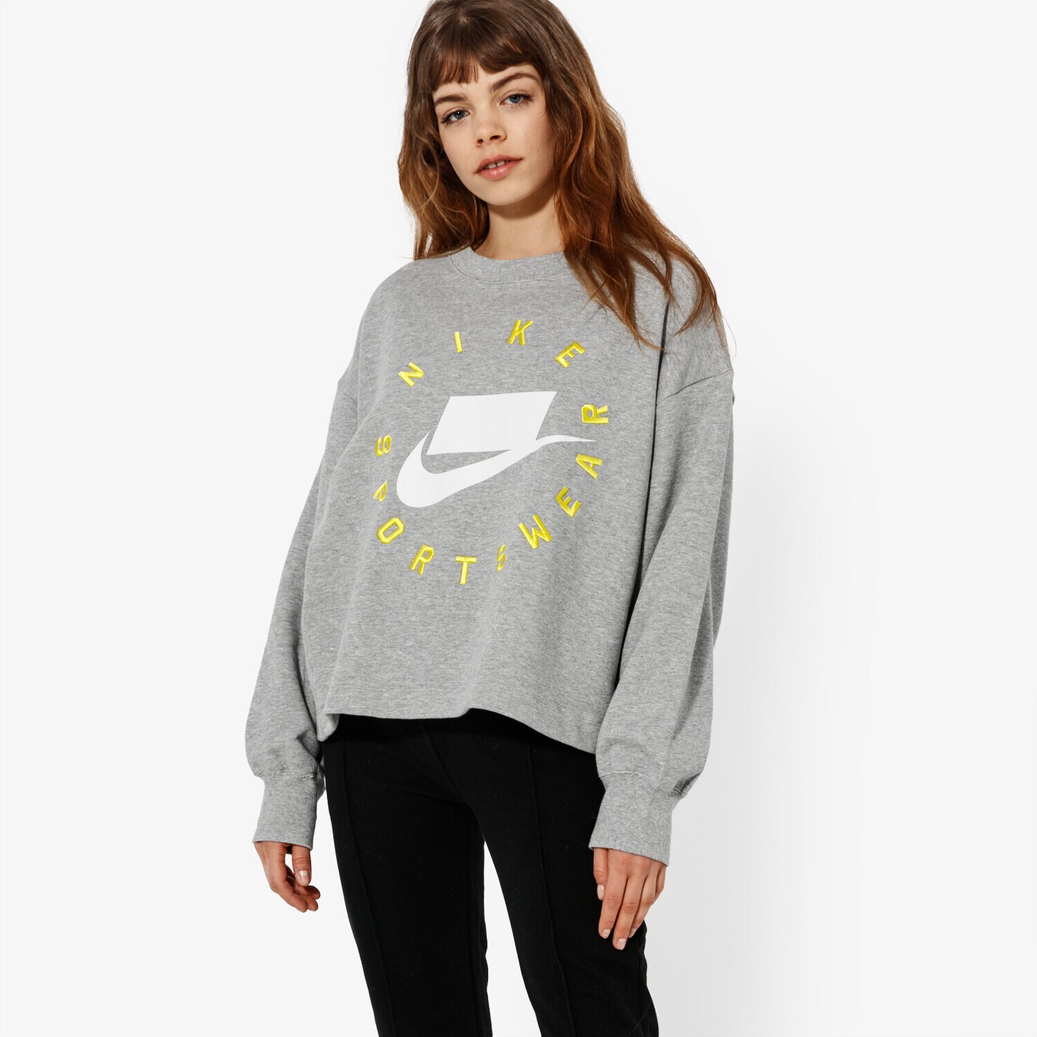 dámská mikina NIKE MIKINA W NSW NSW CREW FLC FT BF SPORTSWEAR AR3052-063 ŠEDÁ