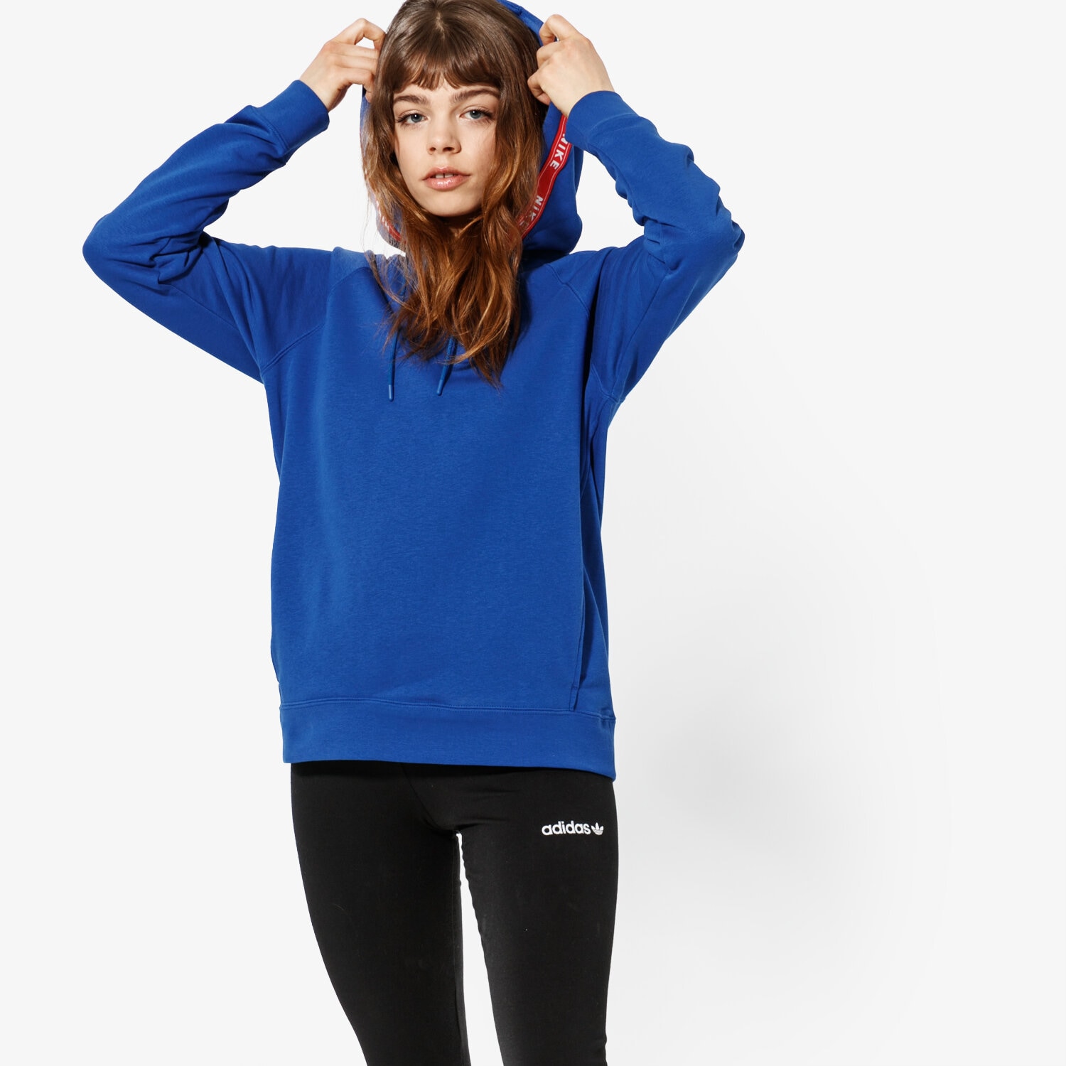 dámská mikina NIKE MIKINA W NSW CREW LOGO TAPE SPORTSWEAR AR3058-438 MODRÁ