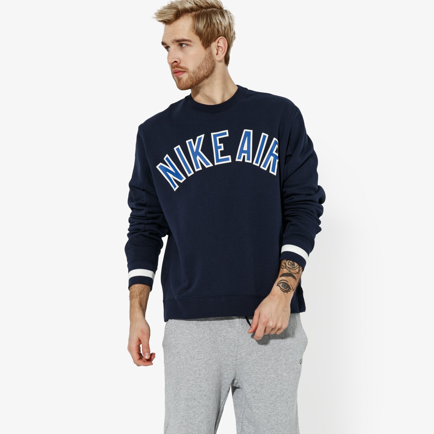 pánská mikina NIKE MIKINA M NSW NIKE AIR CREW FLC SPORTSWEAR AR1822-451 TMAVOMODRÁ