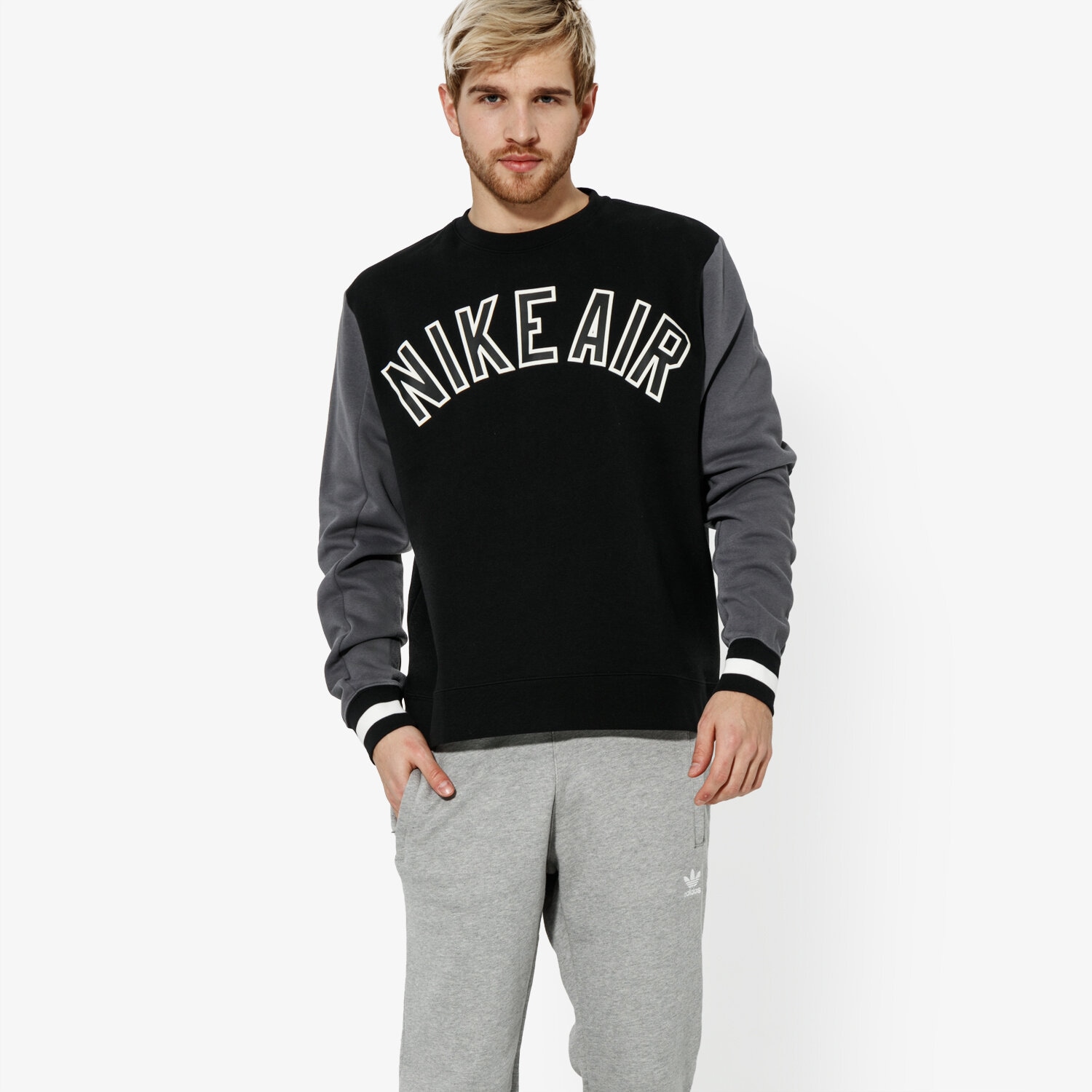 pánská mikina NIKE MIKINA M NSW NIKE AIR CREW FLC SPORTSWEAR AR1822-010 ČERNÁ