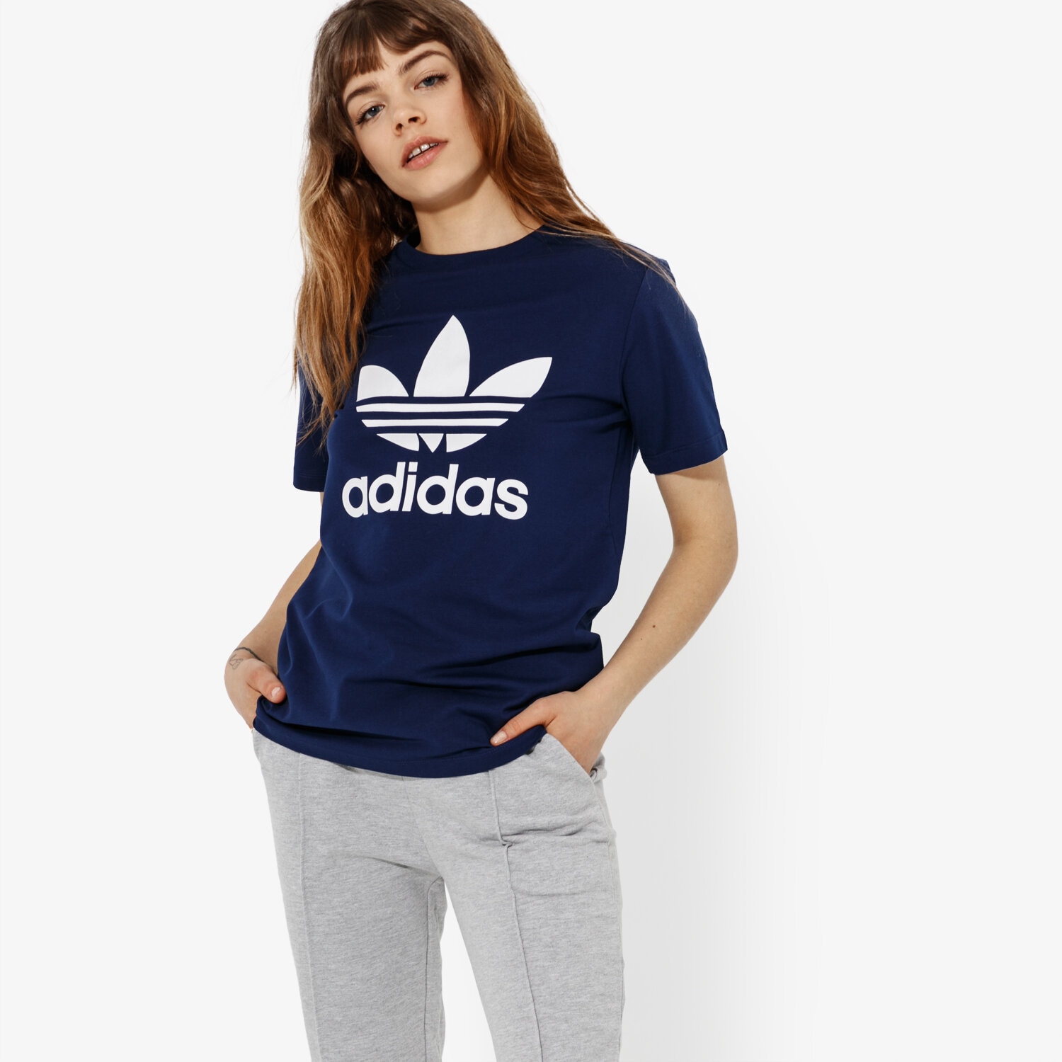 dámské tričko ADIDAS TRIČKO SS TREFOIL TEE ADICOLOR DV2599 TMAVOMODRÁ
