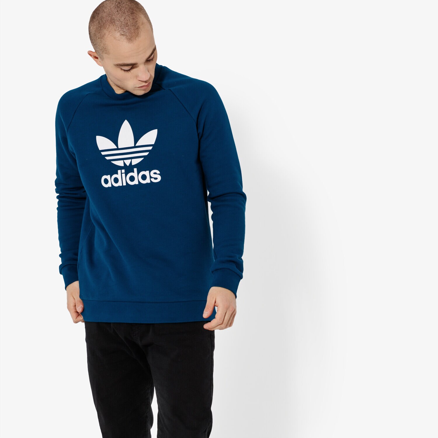 pánská mikina ADIDAS MIKINA TREFOIL CREW ADICOLOR DV1545 MODRÁ