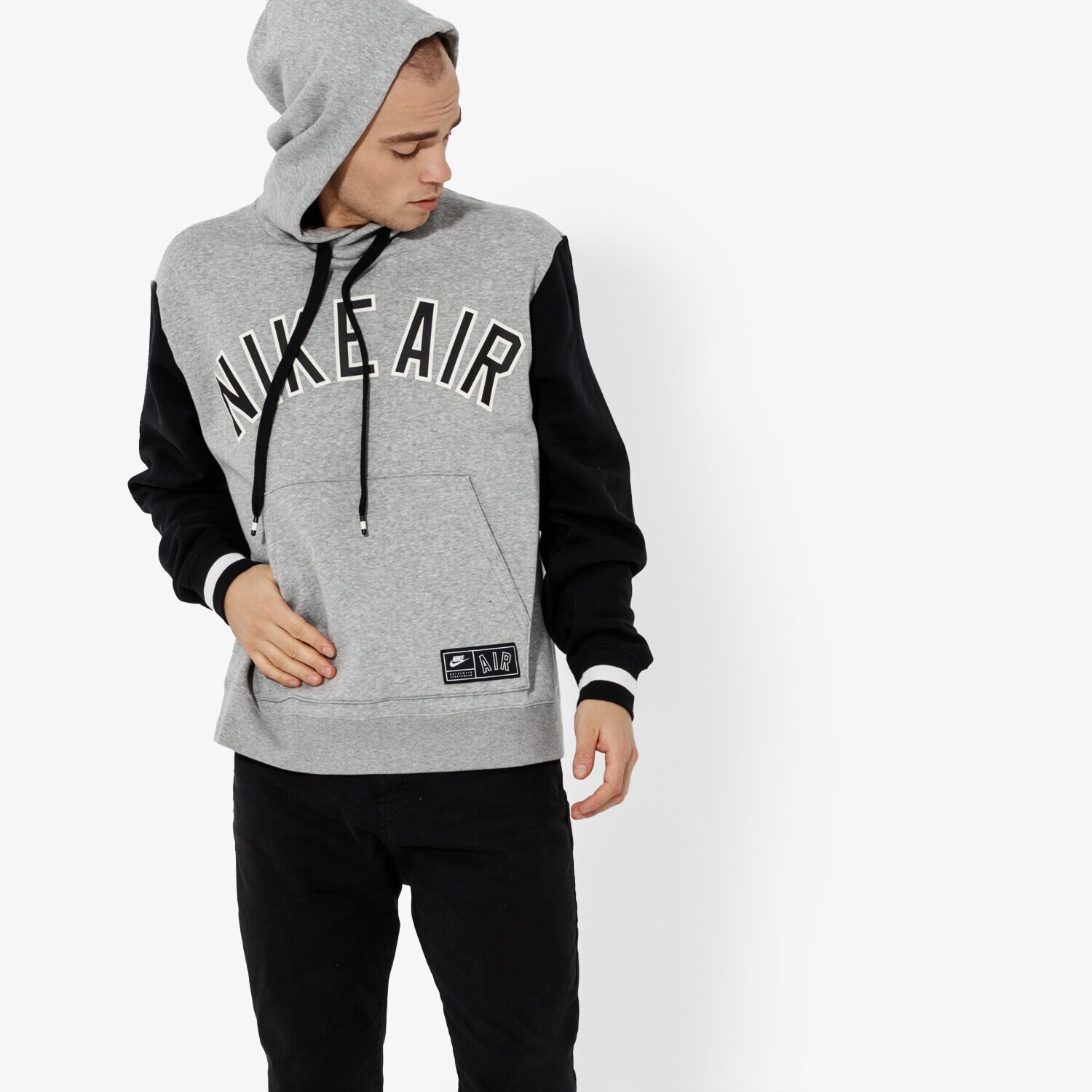 pánská mikina NIKE MIKINA M NSW NIKE AIR HOODIE PO FLC SPORTSWEAR AR1817-063 ŠEDÁ